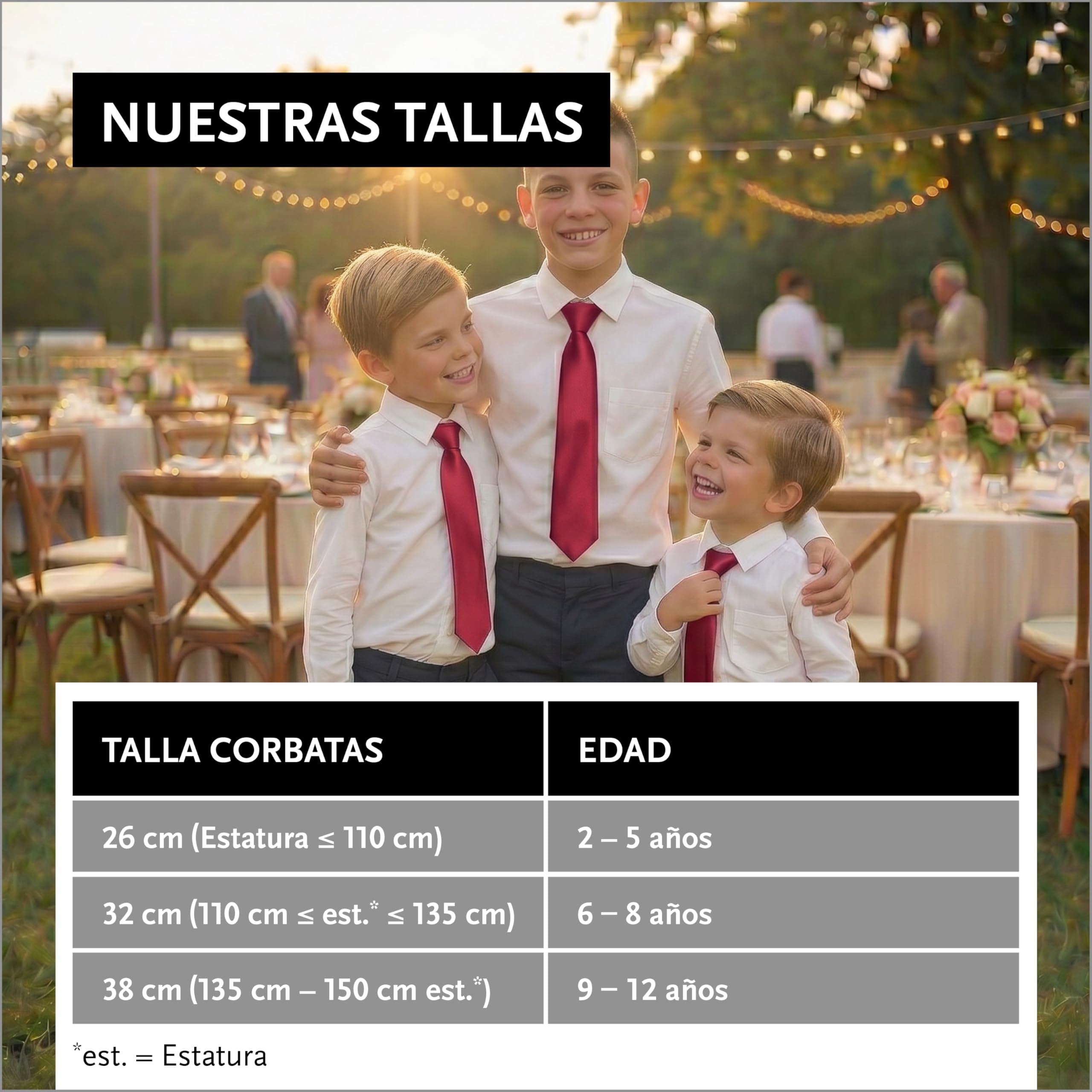 DonDon Corbata niño preatada y ajustable con clip 3 longitudes