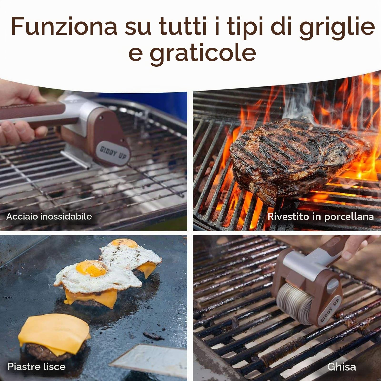 Spazzola Elettrica Senza Fili per Griglia, Spazzola Rotante in Acciaio Inossidabile con Luci LED Integrate, Spazzola Ricaricabile per Barbecue All'aperto, Bagno E Cucina