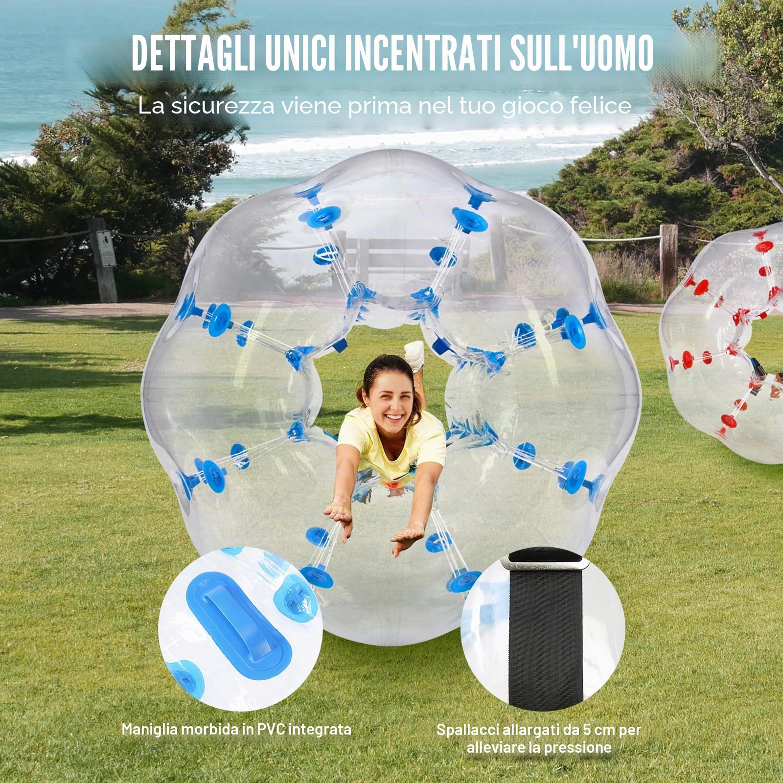 VEVOR Palline gonfiabili per paraurti, 2 confezioni; palla da calcio umana per adulti, dimensioni corporee, 0,9 m, 1,2 m, 1,5 m, per adulti e adolescenti