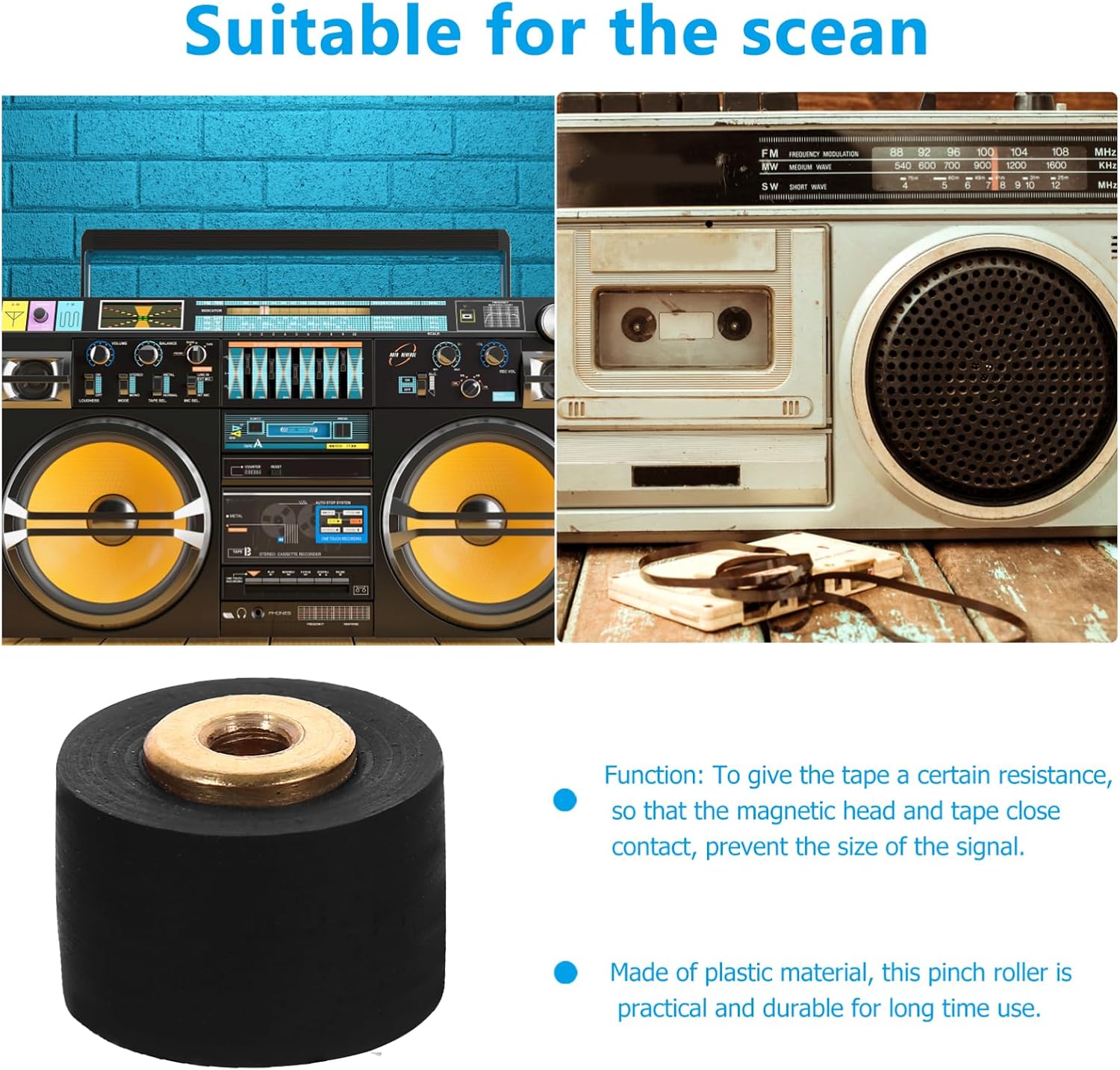 2pcs Pinch Rollers for Record Repair Rubber Pulley Wheel Bearings for Turntable Belt Radio Accessories