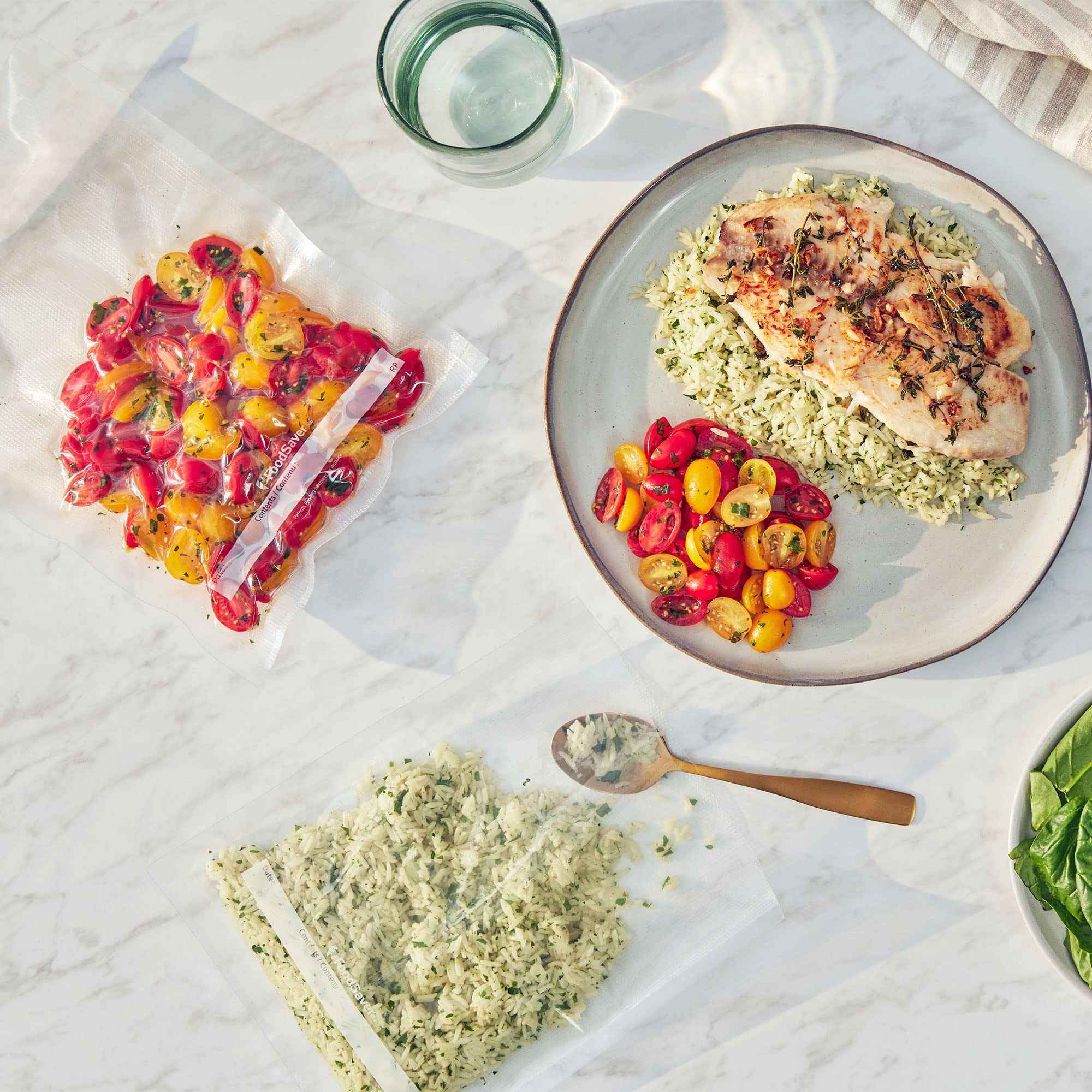 FoodSaver Vacuum Sealer Machine, Automatic Bag Detection, Sous Vide Friendly, with sealer bags, roll, handheld vacuum sealer, black: 120 Bags Quart Bags (120 Count)