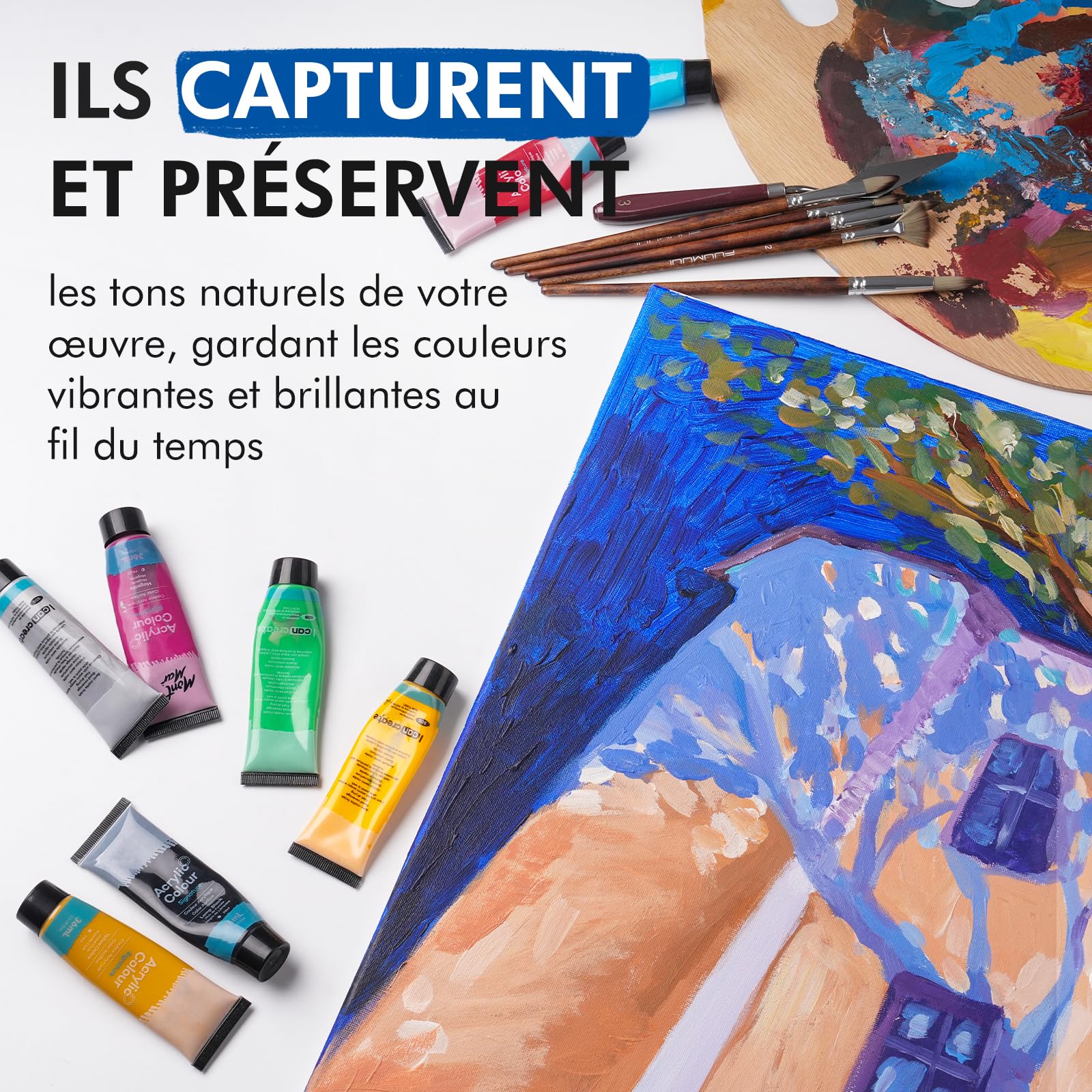 Toile Peinture 50x70cm - 3 pièces Toile a Peindre Pré-Étirée pour l'artiste, 100% Coton, Bois certifié FSC, 280GSM, 1,7cm D'épaisseur Toiles à Peindre Encadrées, Sans Acide, Triplement Apprêtée