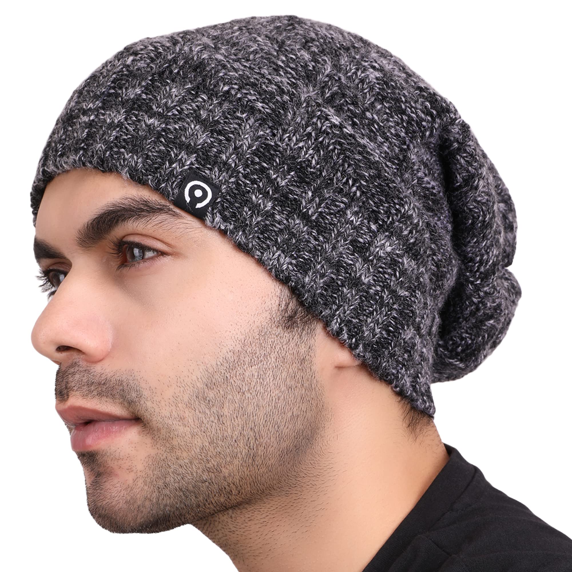 Coreteq Unisex Melange Long Slouchy Woollen Beanie Winter Cap-image-17