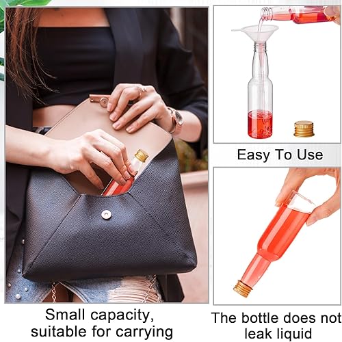 Miniatura 3 de 120 botellas pequeñas de licor herméticas, botellas vacías de plástico con embudos para recuerdos de fiesta, bodas (3.3 onzas, dorado)