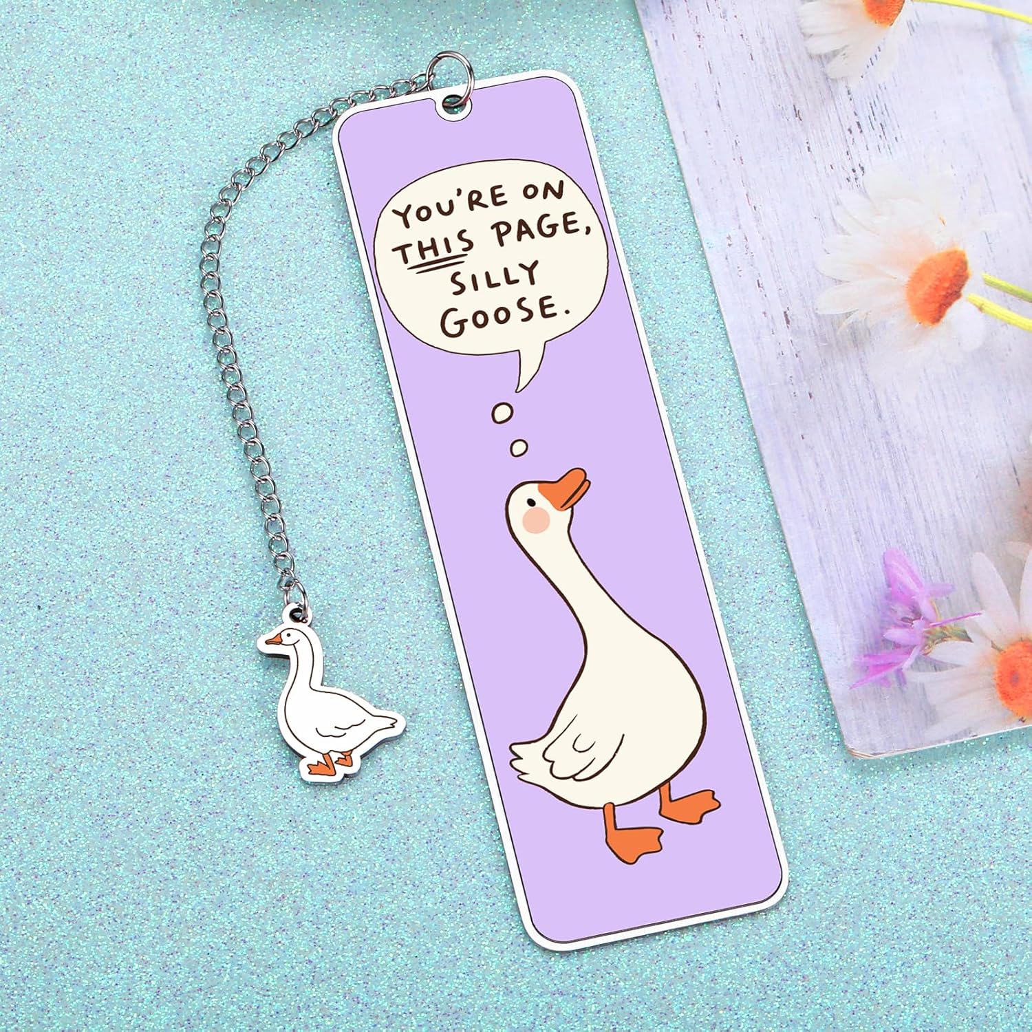 Book Marks for Reading Women Girls Readers Teen Girl Gifts Trendy Stuff Cute Funny Bookmarks Purple Stuff Book Lovers Gifts for Women Readers Reading Tracking Accessories 2-Side Silly Bookmark Goose - Image 2