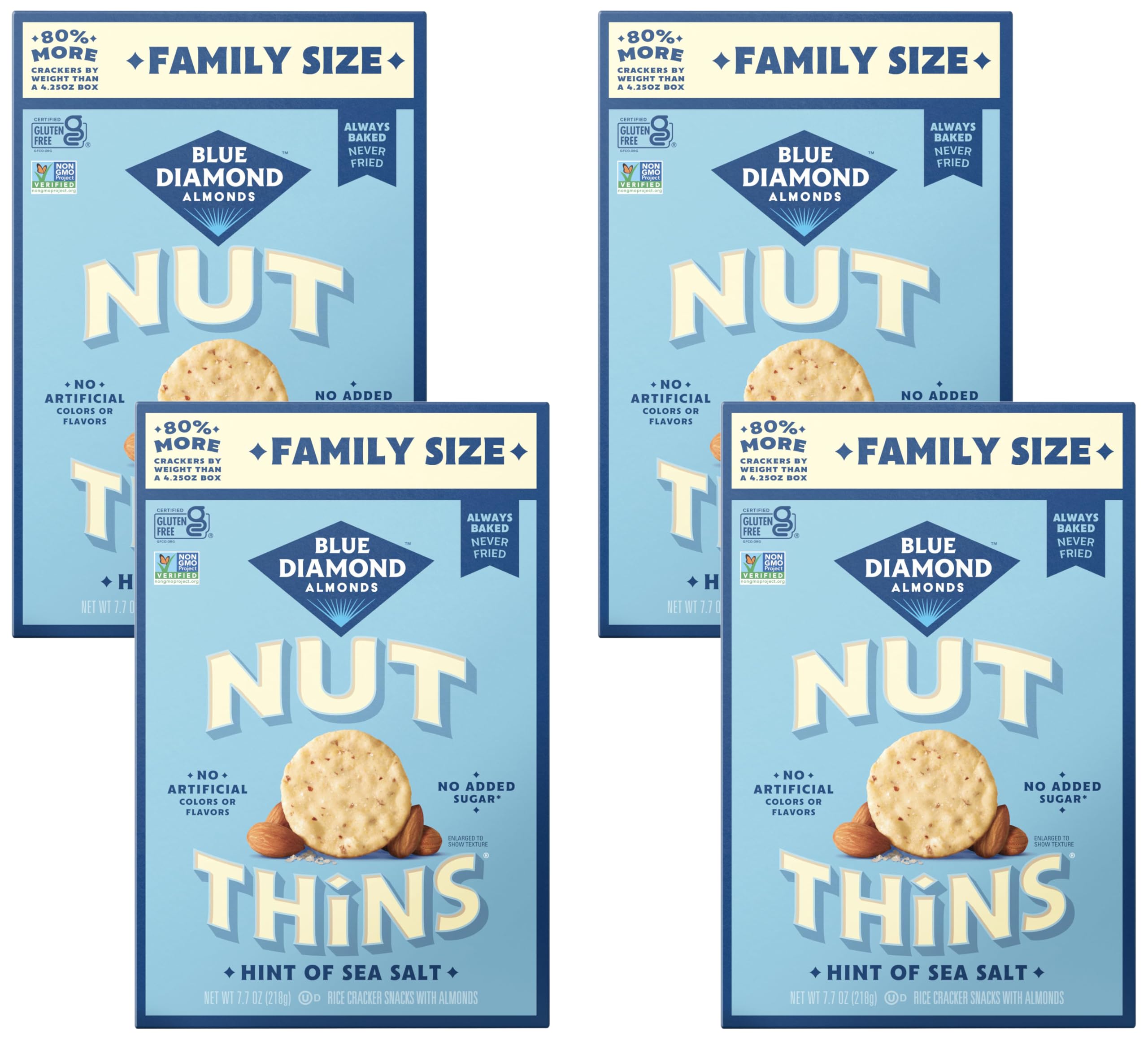 Blue Diamond Almonds Hint of Sea Salt / 7.7 Ounce (Pack of 4) / 1 Flatbread