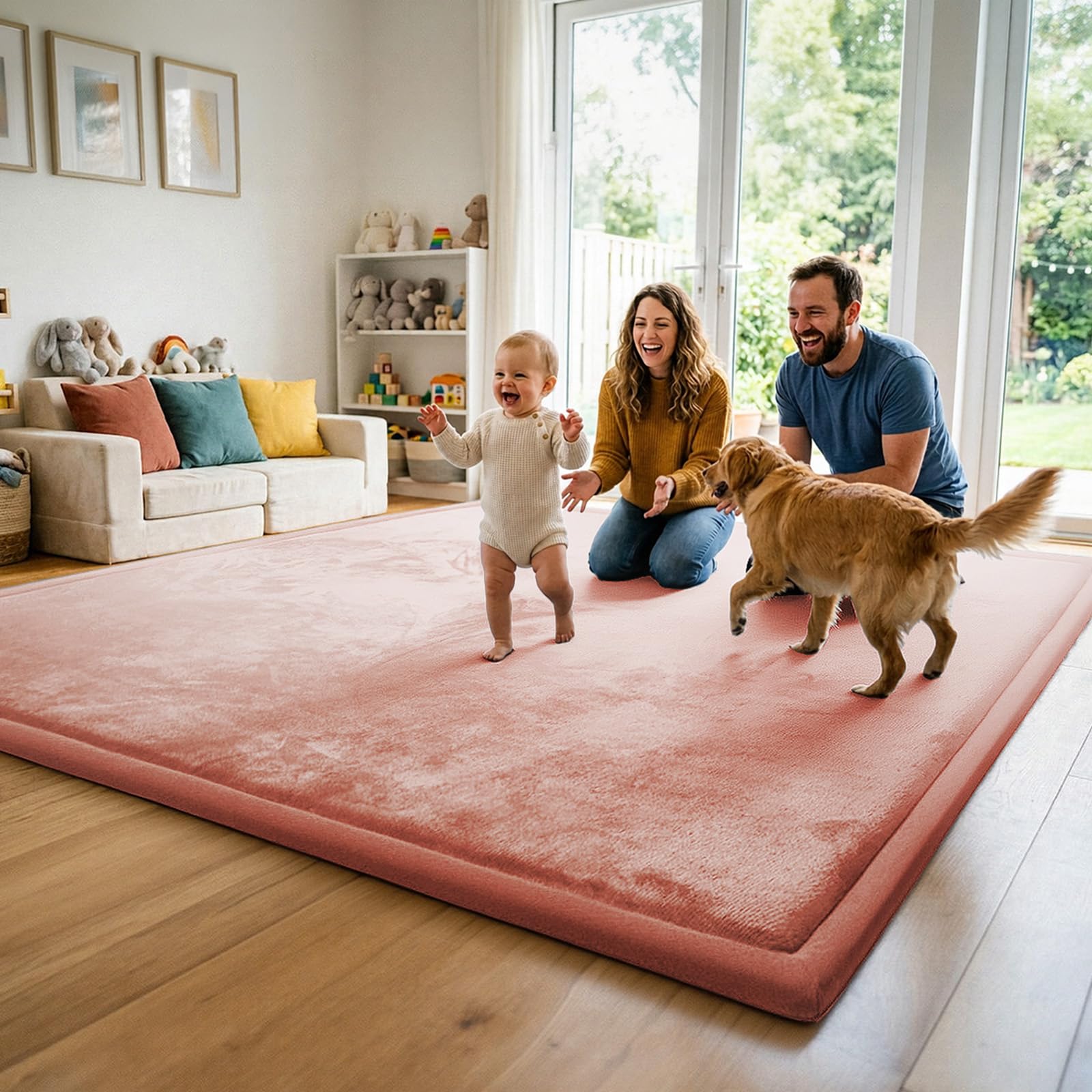 AEOCOO Krabbelmatte Baby – 3,3 cm extra Dicke Krabbeldecke & Spielmatte aus Schaumstoff, rutschfest, für Laufgitter, Wohnzimmer Kinderteppich