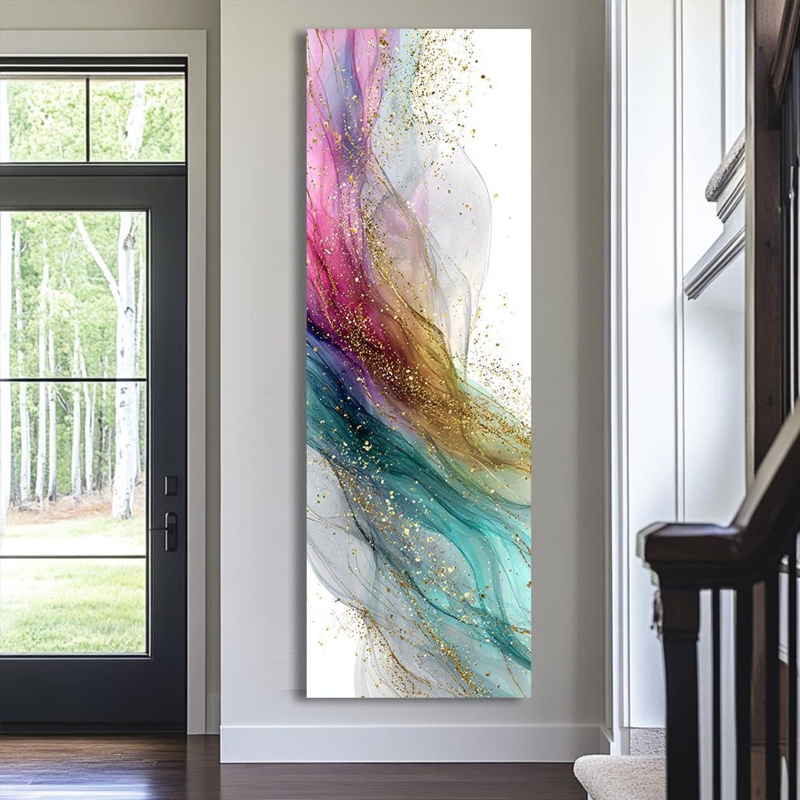 YUSUZHU Quadro su tela alto e stretto, stampa verticale per ufficio, sala da pranzo, camera da letto, opera d'arte lunga e stretta (60x180 cm/senza cornice)