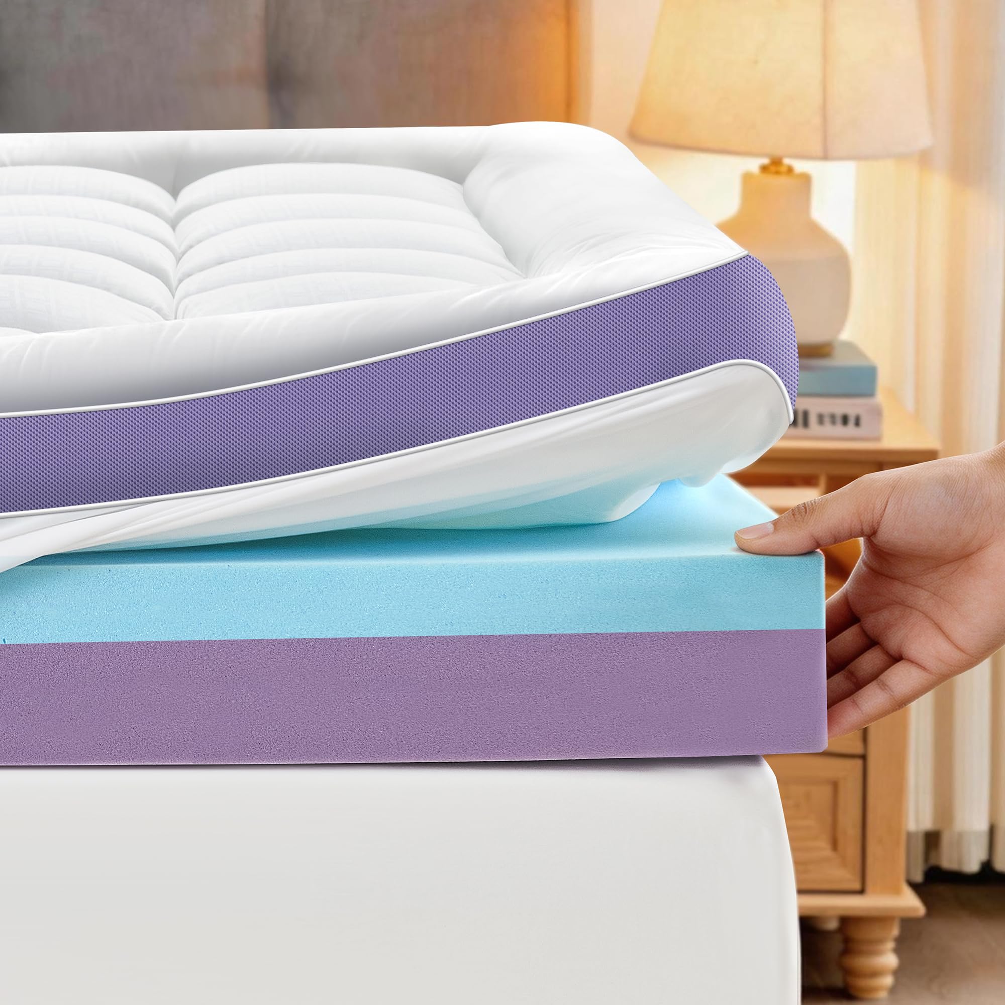 SurChic 5 Inch Dual Layer Memory Foam Queen Mattress Topper