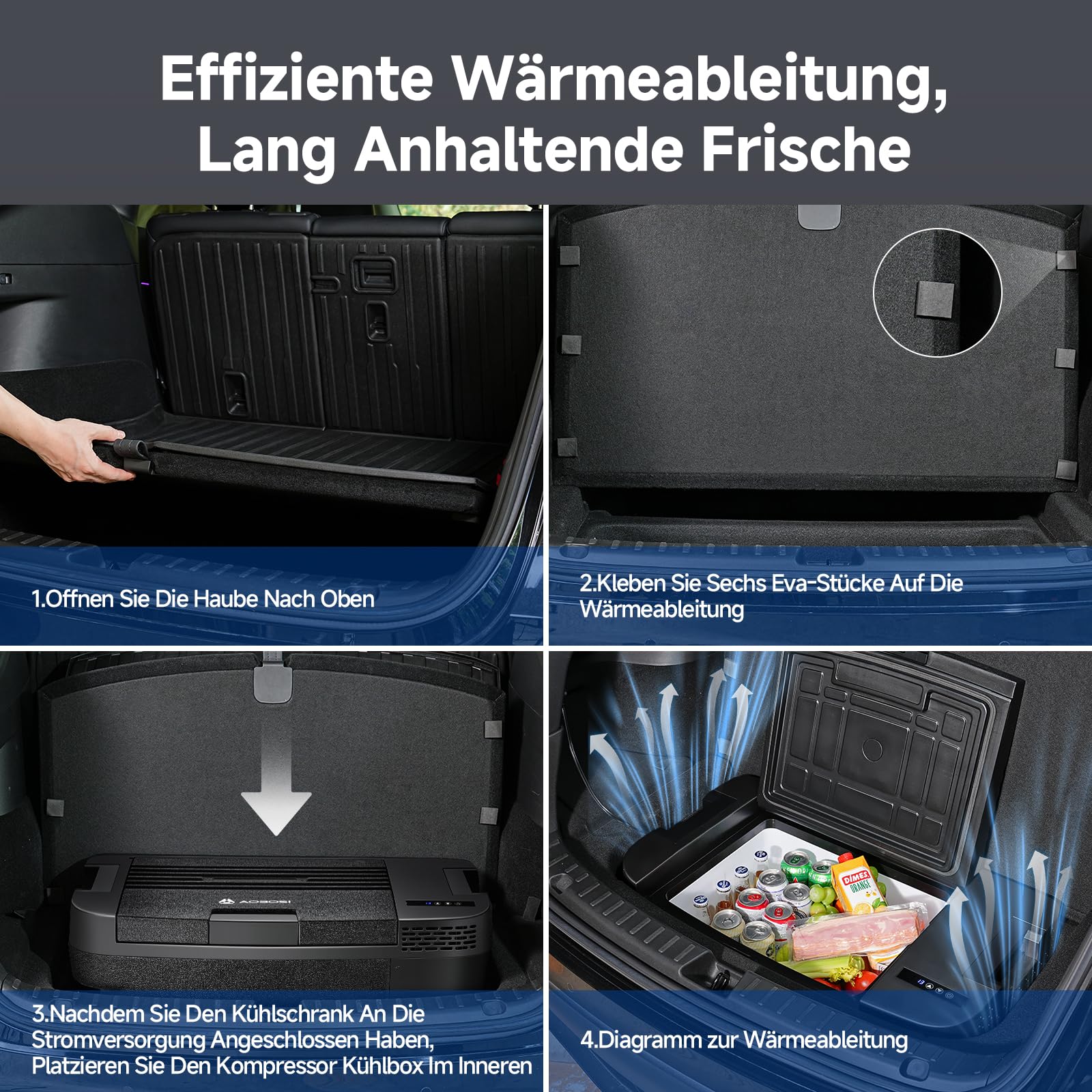 AAOBOSI Kompressor Kühlbox 35L 12V bis -20°C App-Steuerung Tragbar Anti-Shake für Outdoor Reisen Camping