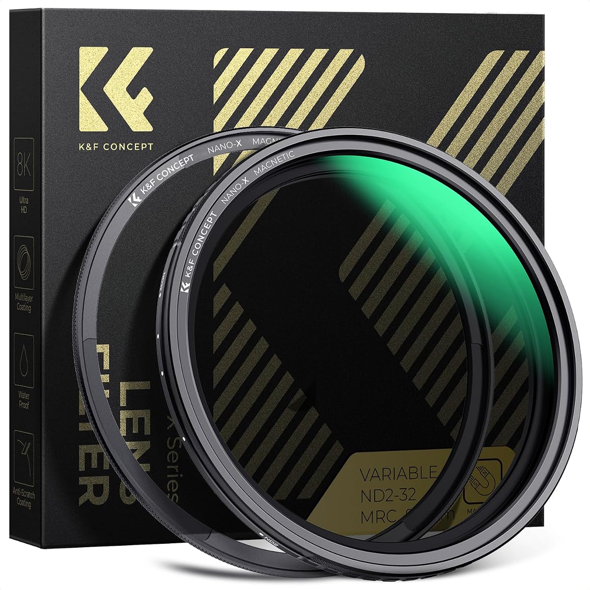 K&F CONCEPT 67mm Magnetic Variable ND 2-32 Filter+Magnetic Ring | 1s Swap, ND2-ND32 (1-5 Stops), No X Cross Magnetic Adjustable Neutral Density Filter with 28 Multi-Layer Coatings-FG708