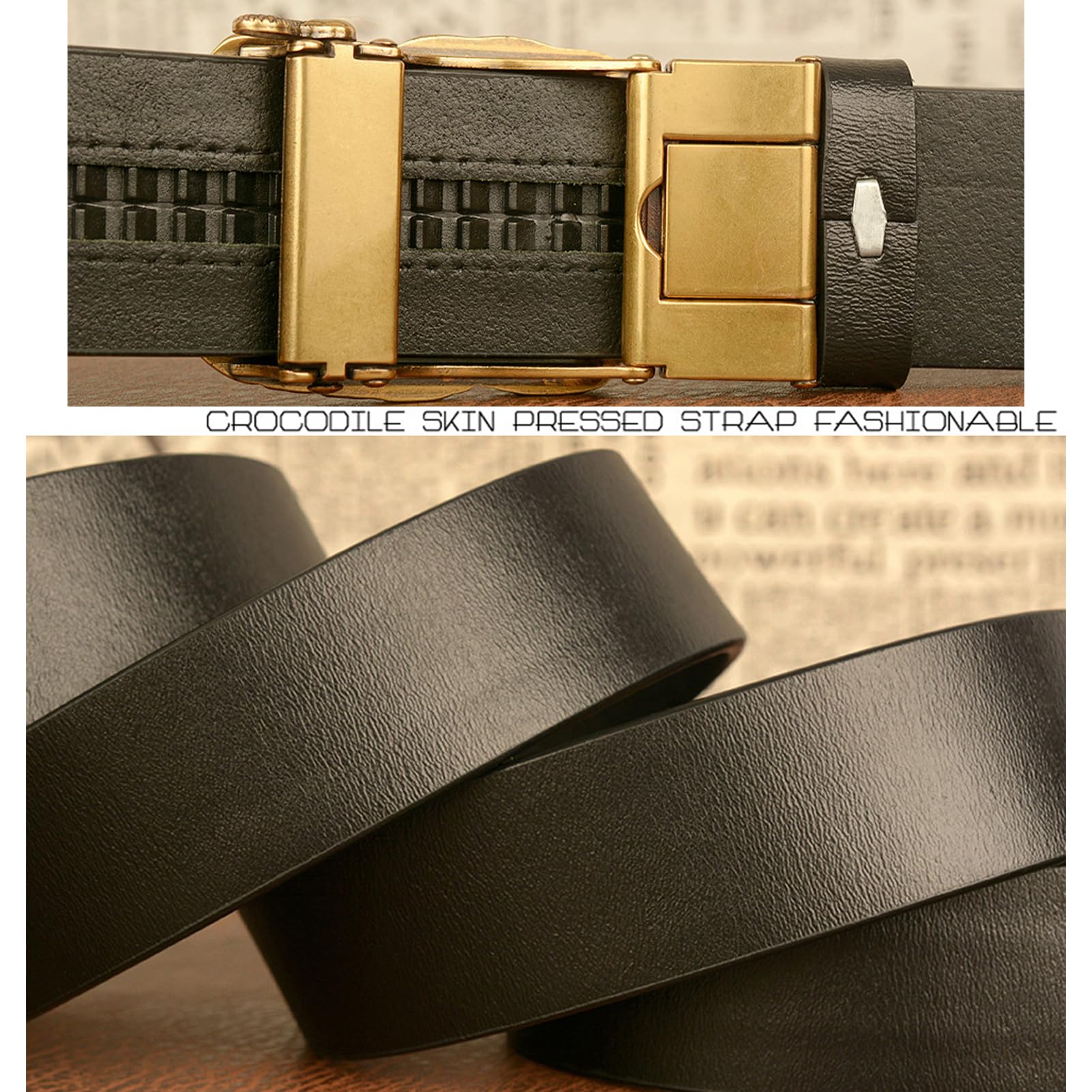 Cinturón De Trinquete Deslizante Con Hebilla Automática Tallada En Dragón, Cintura Ajustable Negra 130cm For Uso Diario El Trabajo Informal