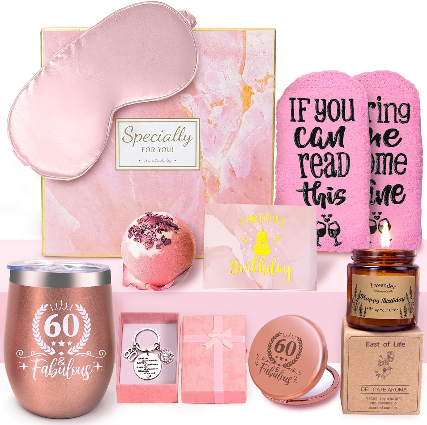 60th Birthday Gifts for Women, Happy Birthday Pamper Set Present Basket ...
