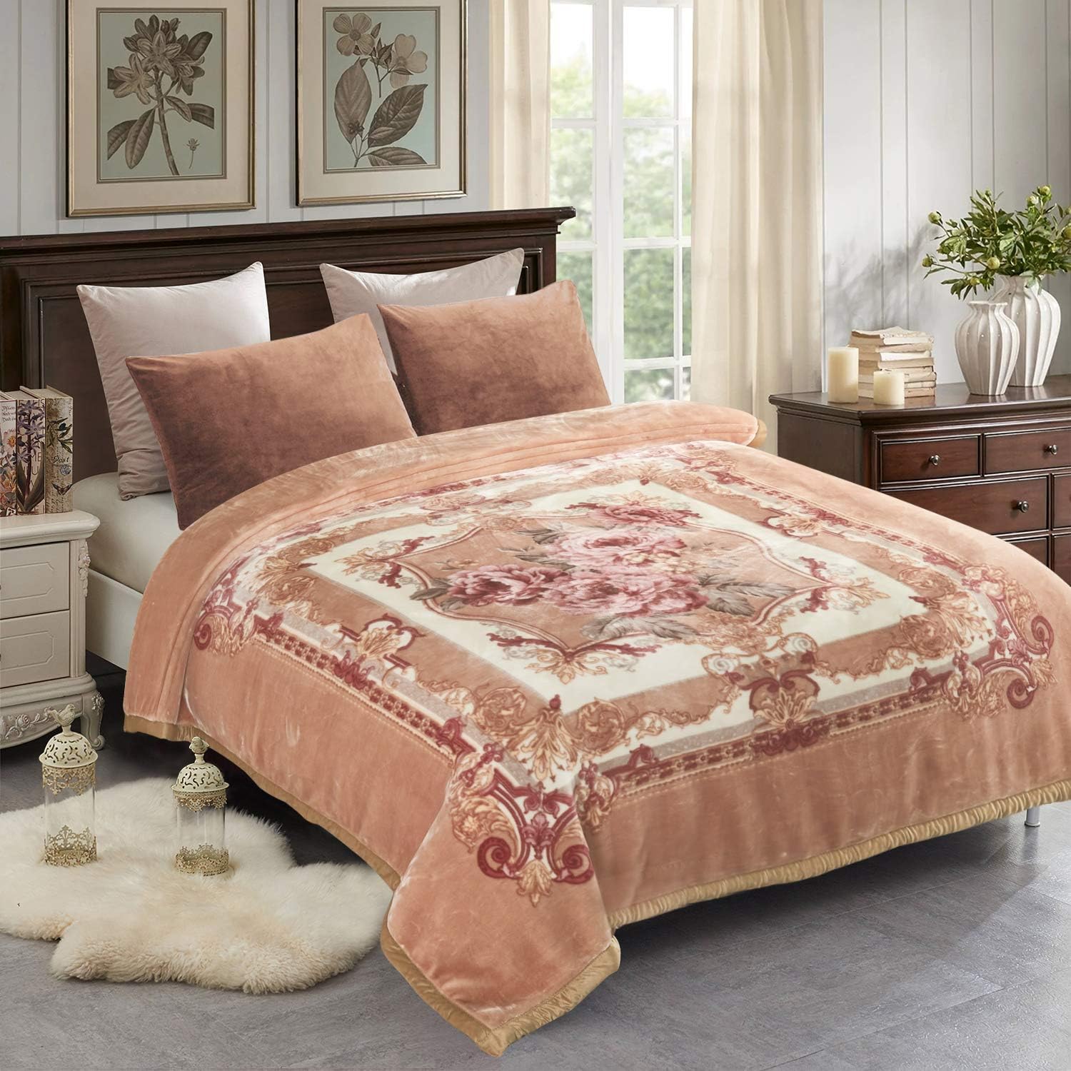 JYK Korean Mink Blanket King 85" x 93", 10 Pounds Soft