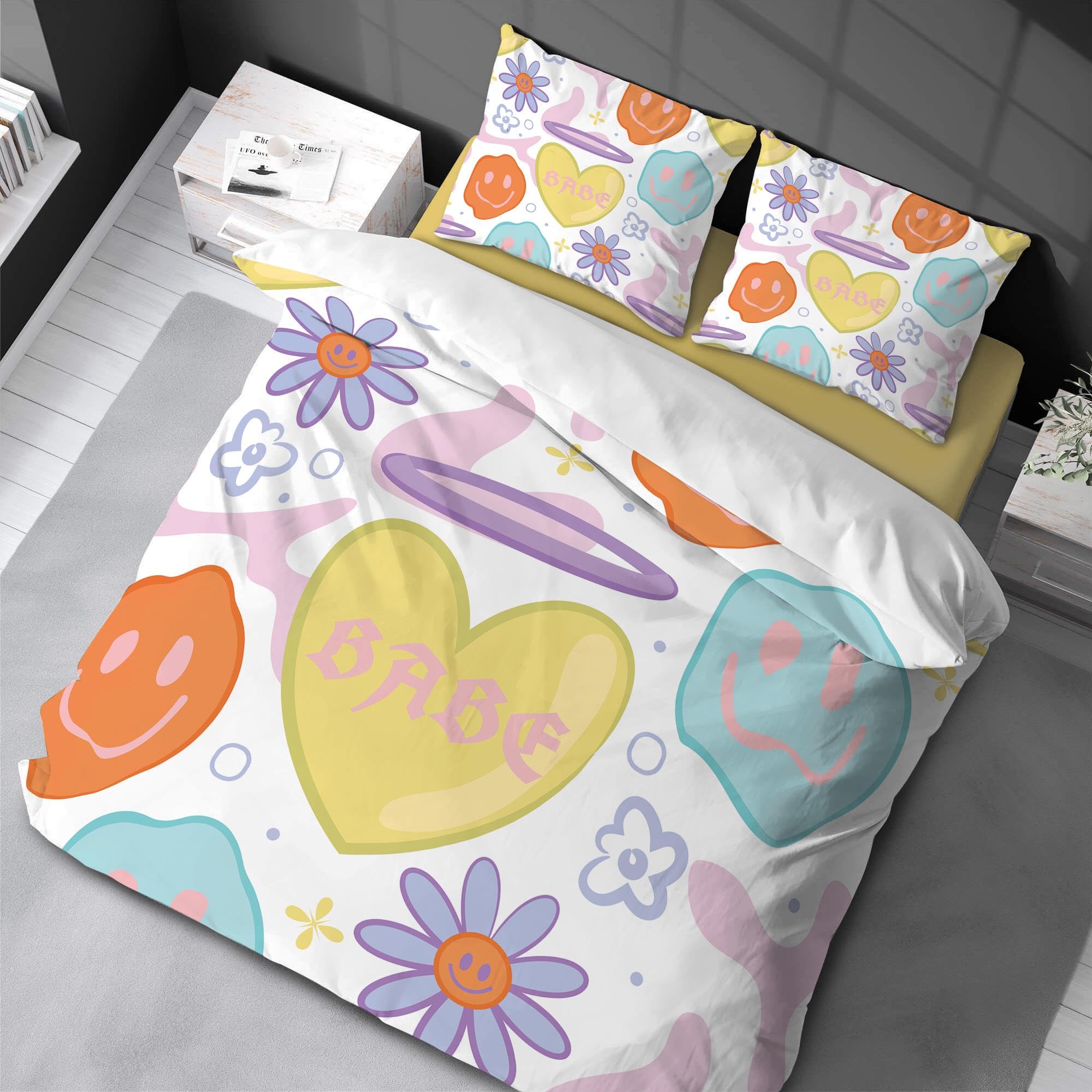 Parure de lit enfant fleurs kawaii le cadeau idéal pour chambre ado