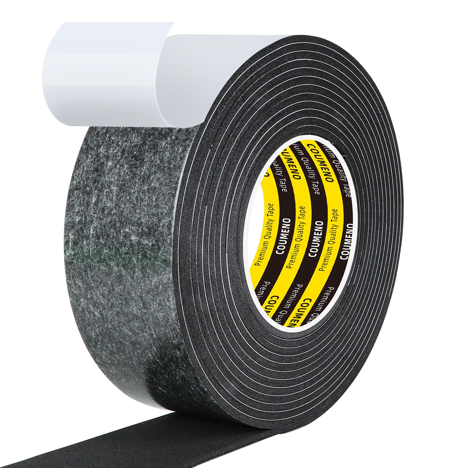 Coumeno Black Foam Tape 1.77Inx9.84ft Sealing Strip Foam Pad Sponge Tape Window Weatherproof, Self-Adhesive Insulation Sealing