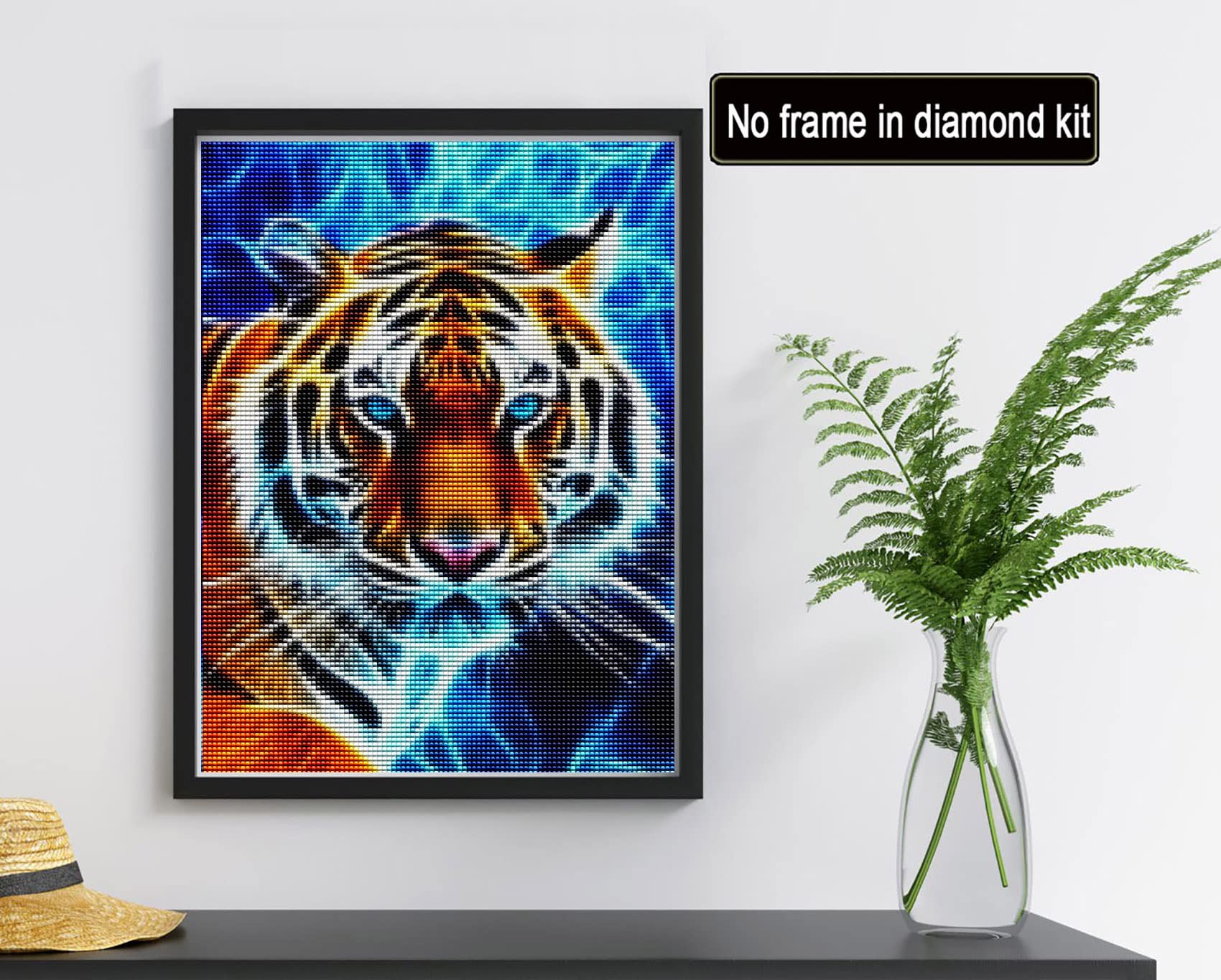 5D DIY Diamond Painting Kits per Adulti/Bambini,Testa di tigre Diamante Pittura Completo Strass Ricamo Punto Croce Art Artigianato Decor Della Parete di Casa Regalo Square Drill_(80x160cm,32x64inch