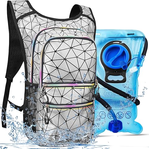 Paquete de hidratación, mochila de agua con vejiga de hidratación de 3 L, aislamiento ligero, esencial para festivales, mochila de hidratación rave,