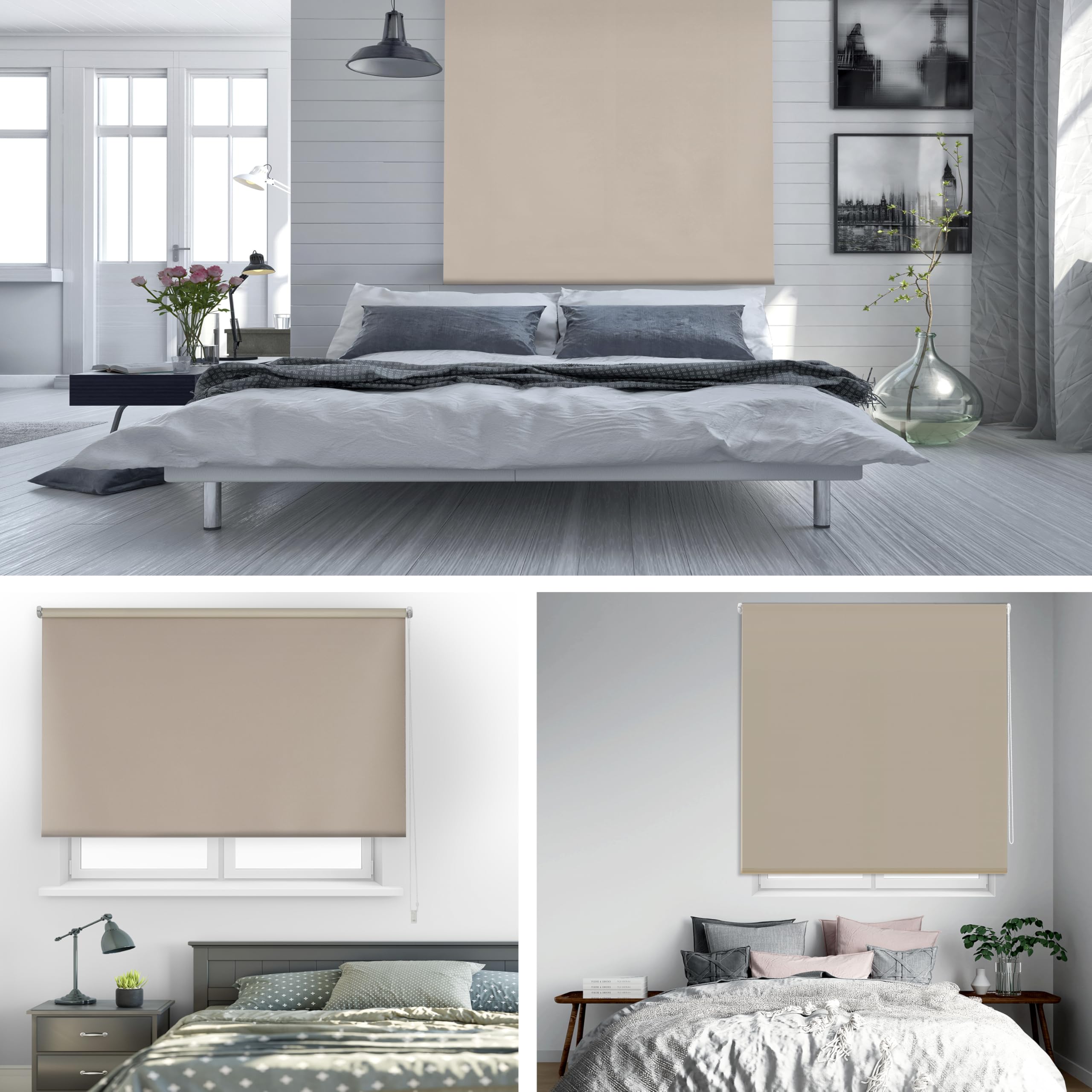Blindecor Draco Estor enrollable opaco liso - Marrón claro, 160 x 175 cm (Ancho por Alto). Tamaño de la Tela 157 x 170 cm. Estores térmicos blackout