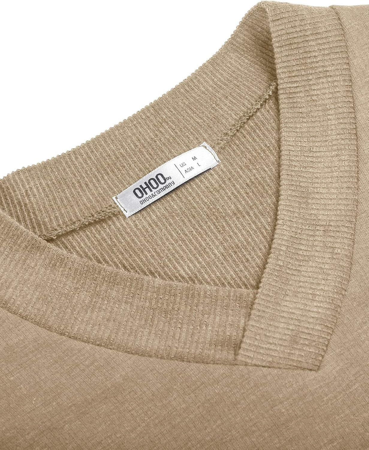 Ohoo Mens Slim Fit V Neck Pullover Sweater Lightweight Long Sleeve Casual Business Dress Sweater Small Dcp115-beige