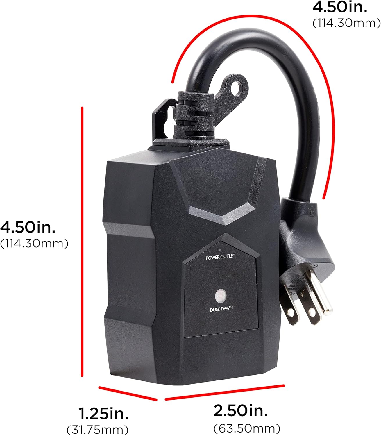 Hand plugging UltraPro timer into outdoor GFCI outlet