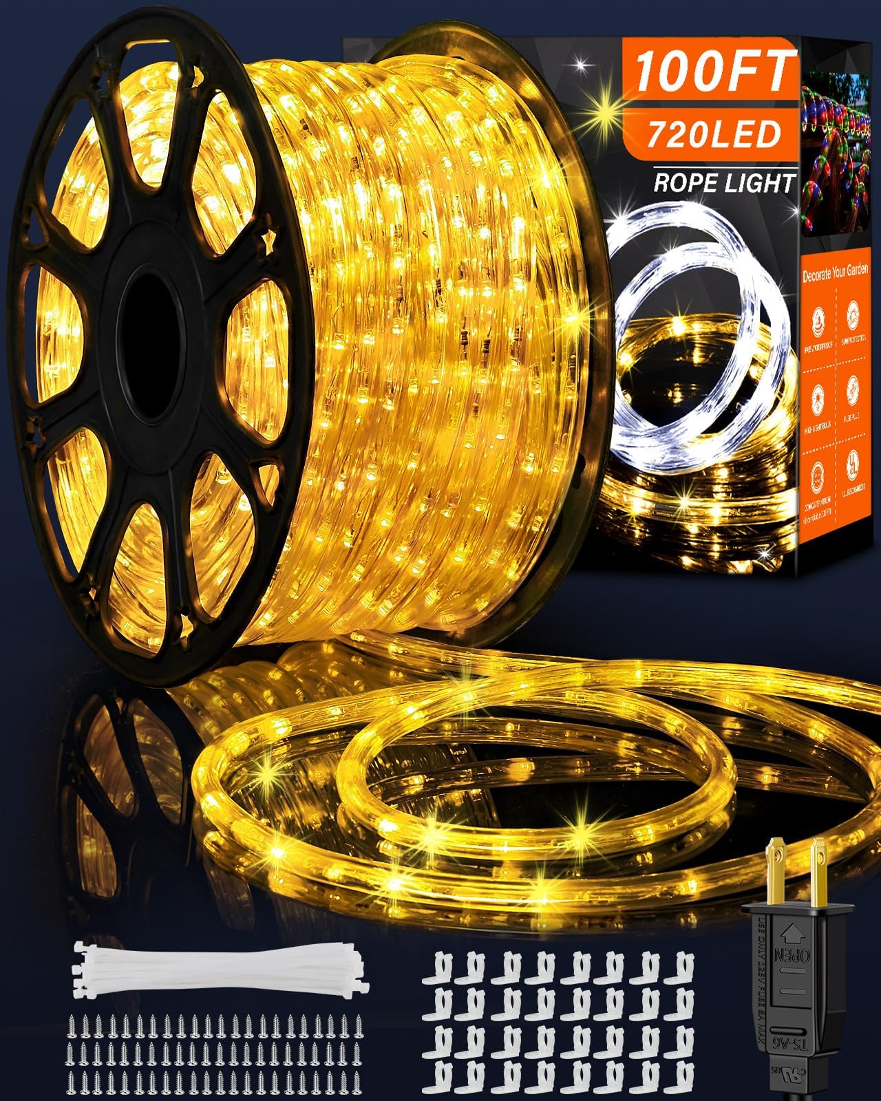 Amazon.com: DINGFU Upgraded 100ft 720 LED Rope Lights, Indoor Outdoor ...