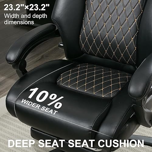 Miniatura 6 de Silla de oficina ejecutiva con reposapiés, sillas de escritorio reclinables para habitación del hogar, dormitorio, silla de cuero para juegos de