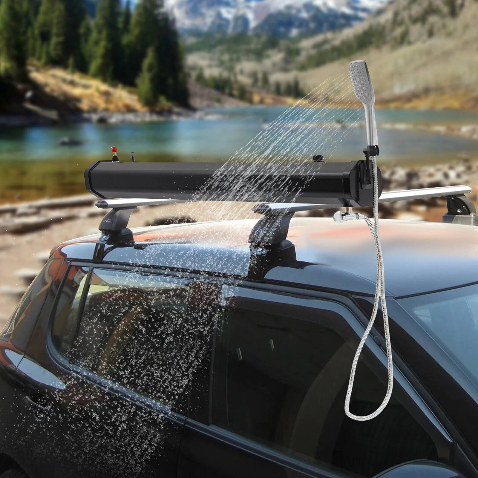 Tanque de Agua Presurizado para Techo de Coche de 8L, 20L, 30L. Ducha a Presió Ideal para Senderismo, Lavado de Autos, Limpieza de Mascotas y Vacaciones en Playa