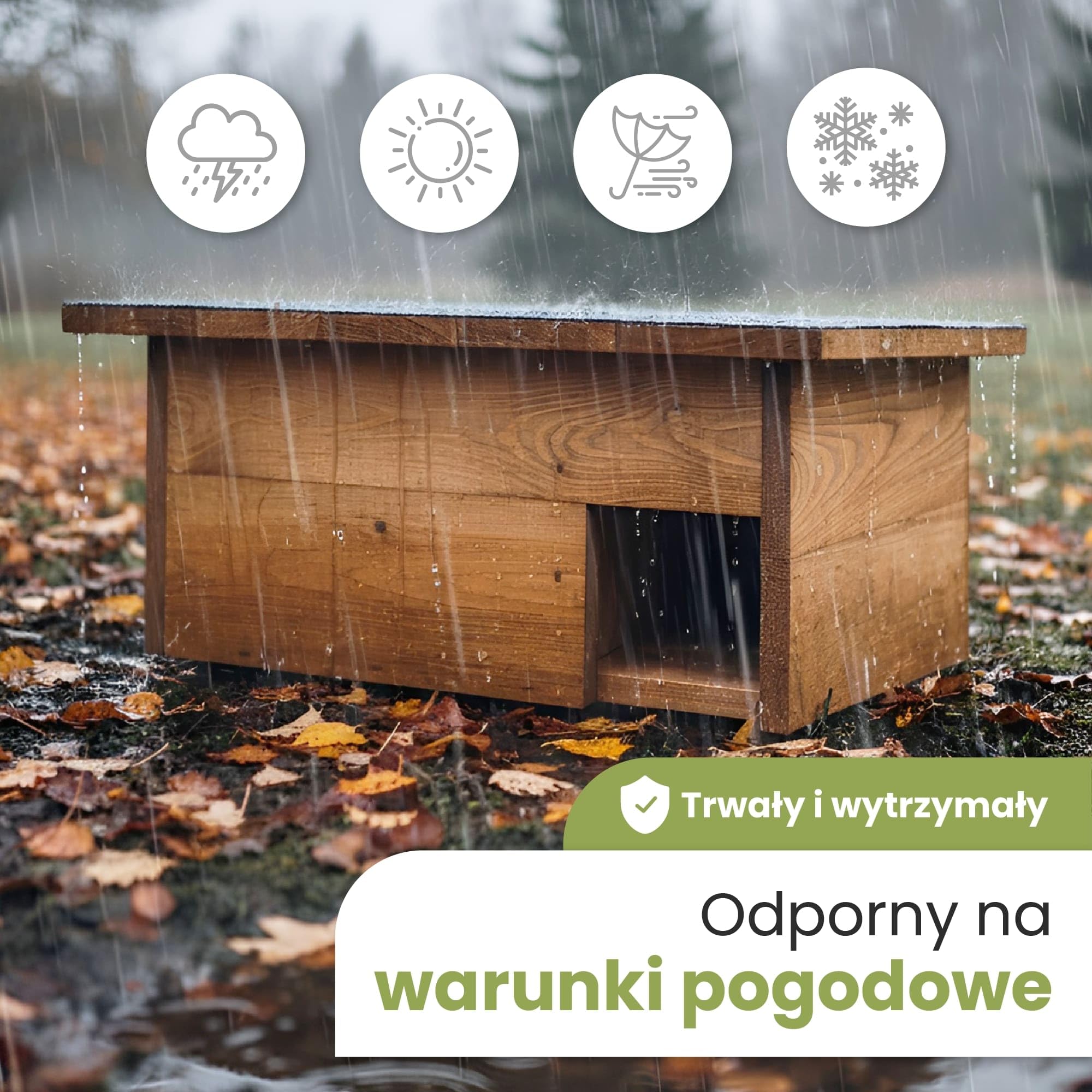 PATKAR Domek dla jeży mrozoodporny z podłożem [chroni przed drobnoustrojami] – karmnik dla jeży premium (Made in Europe) – wysokiej jakości domek dla jeży – domek dla jeży – domek dla jeży