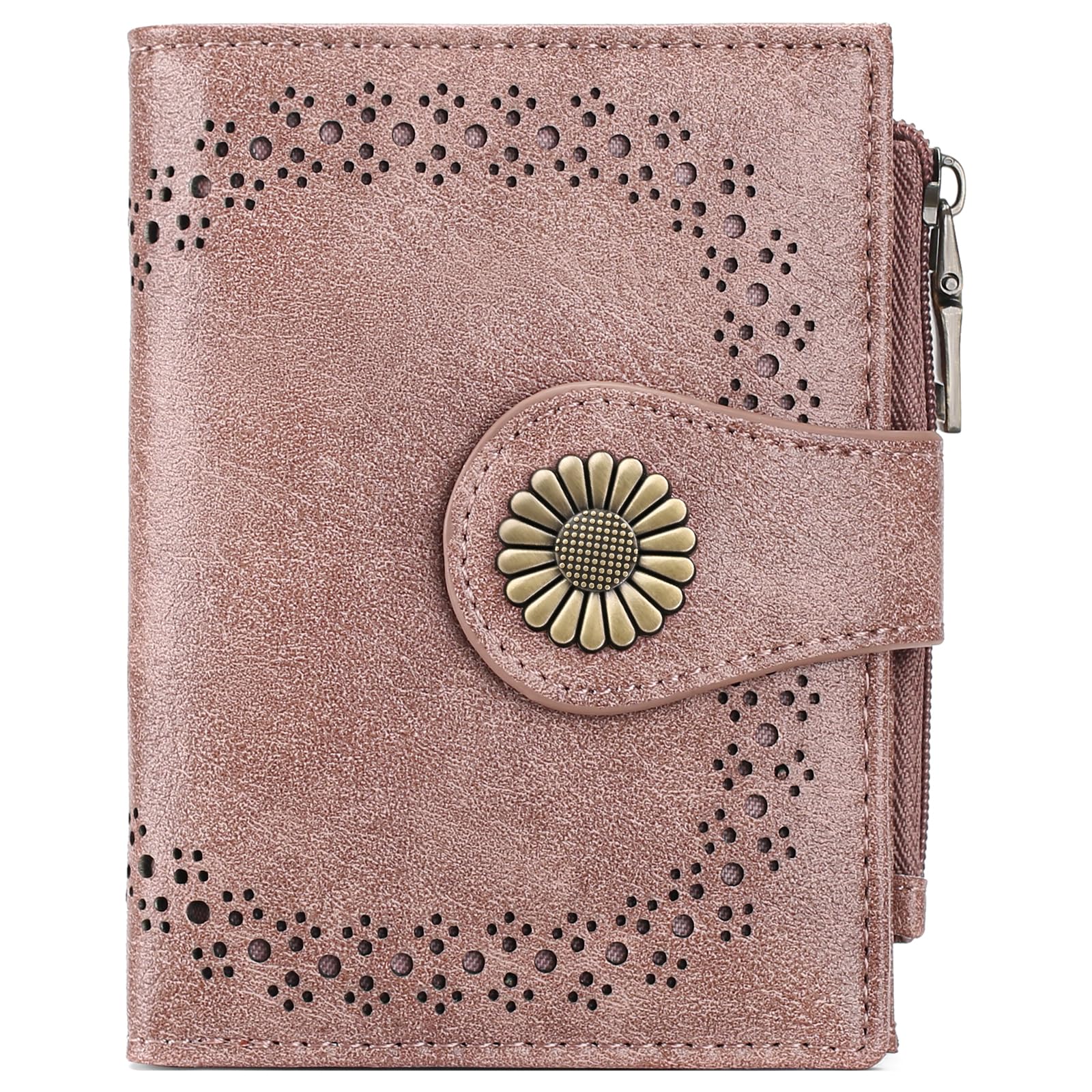 SENDEFN Small Wallets for Women Bifold RFID Blocking Leather Card Holder Compact Wallet with Zipper Coin Pocket
