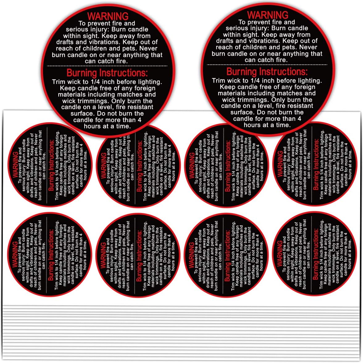 Candle Warning Labels 1.5 inch Candle Jar Container Stickers,504 Pcs  Waterproof Candle Safety Labels Sticker Decal for Candle Jars,Tins and  Votives
