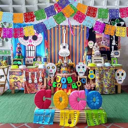 Miniatura 20 de 4 pancartas de decoración de fiesta mexicana, pancarta de fieltro para decoración del Cinco de Mayo, decoración del día de los muertos, pancarta