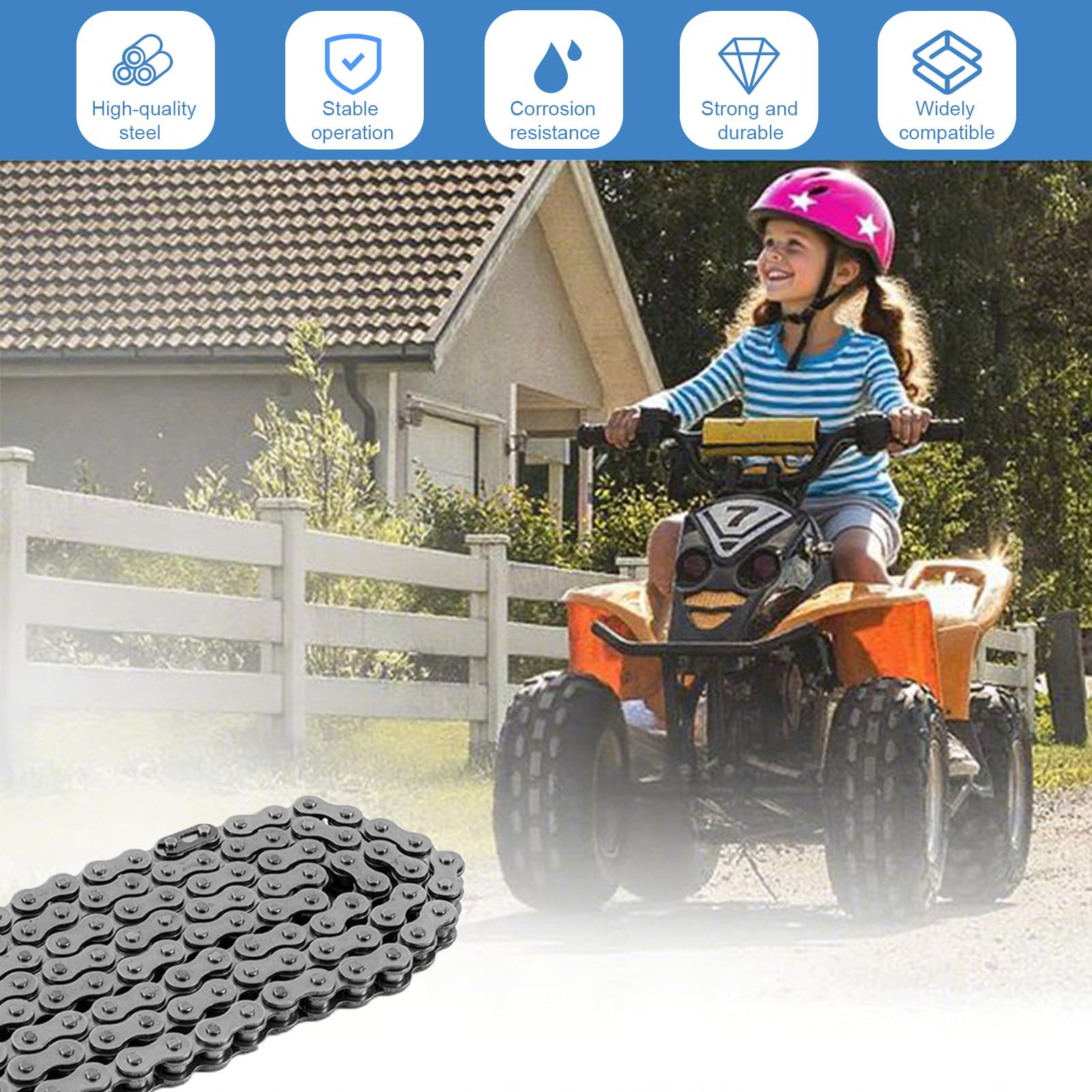 Catena moto 108 maglie moto 428 catena adatta per 50 cc – 250 cc Atv Quad Pit Dirt Bike Go Kart