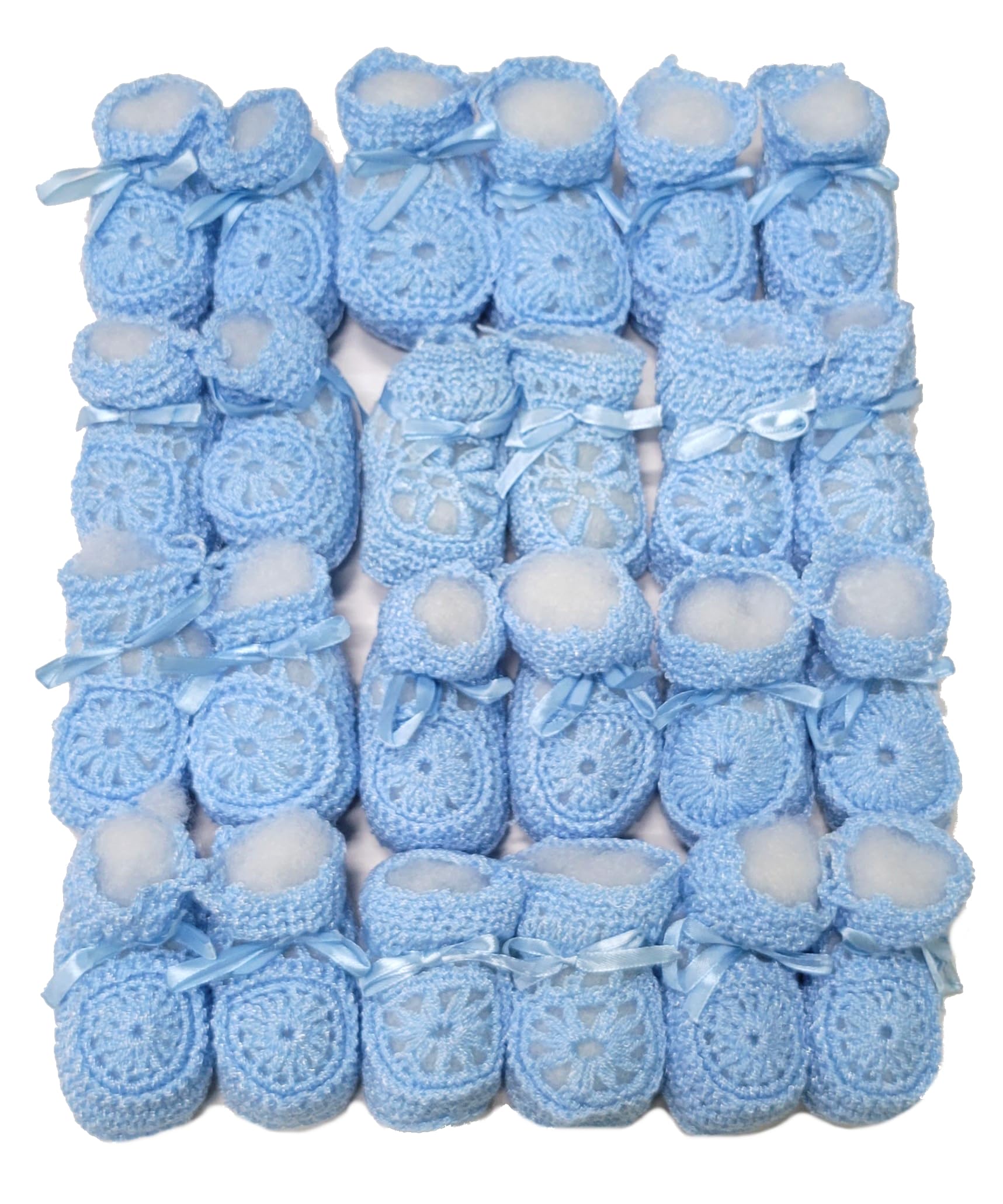 Abelito Newborn Baby Boy Girl Hand Crochet Booties (Blue, 12)