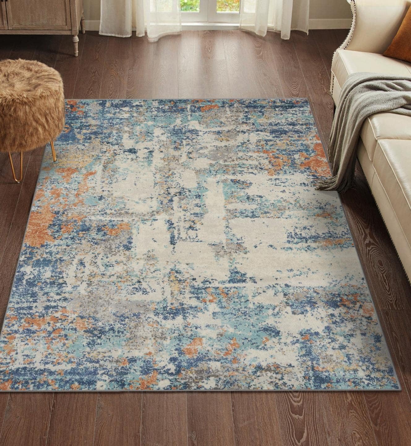 LUXE WEAVERS Abstract Blue Multi Colored 5x7 Area Rug