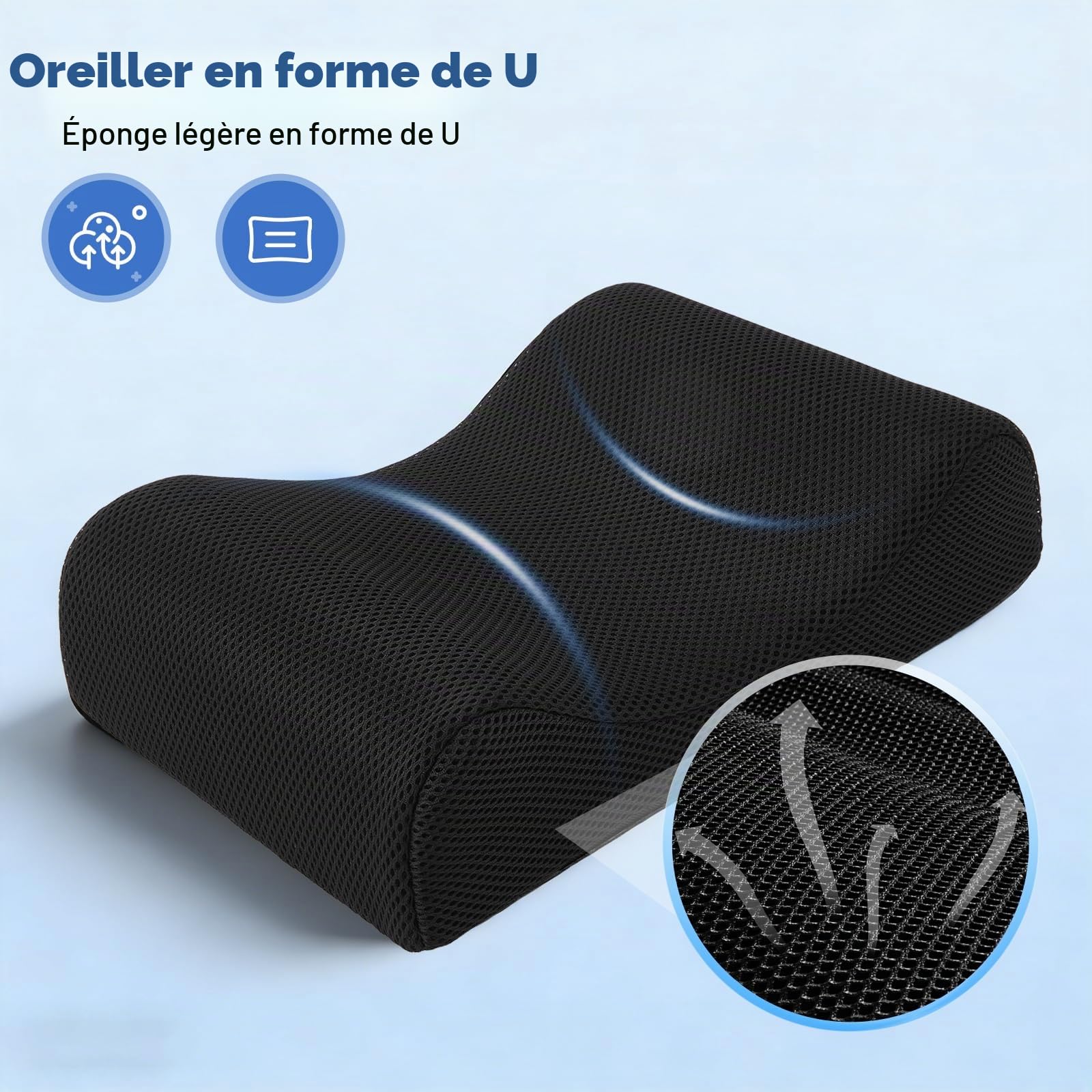 Appui-Tête Pour Fauteuil Roulant, Accessoire Universel Fauteuil Roulant Réglable Avec Soutien De La Nuque Et Dossier Coussin En Forme De U Respirant Et Stable Angle Et Hauteur Réglables De 90° à 45°