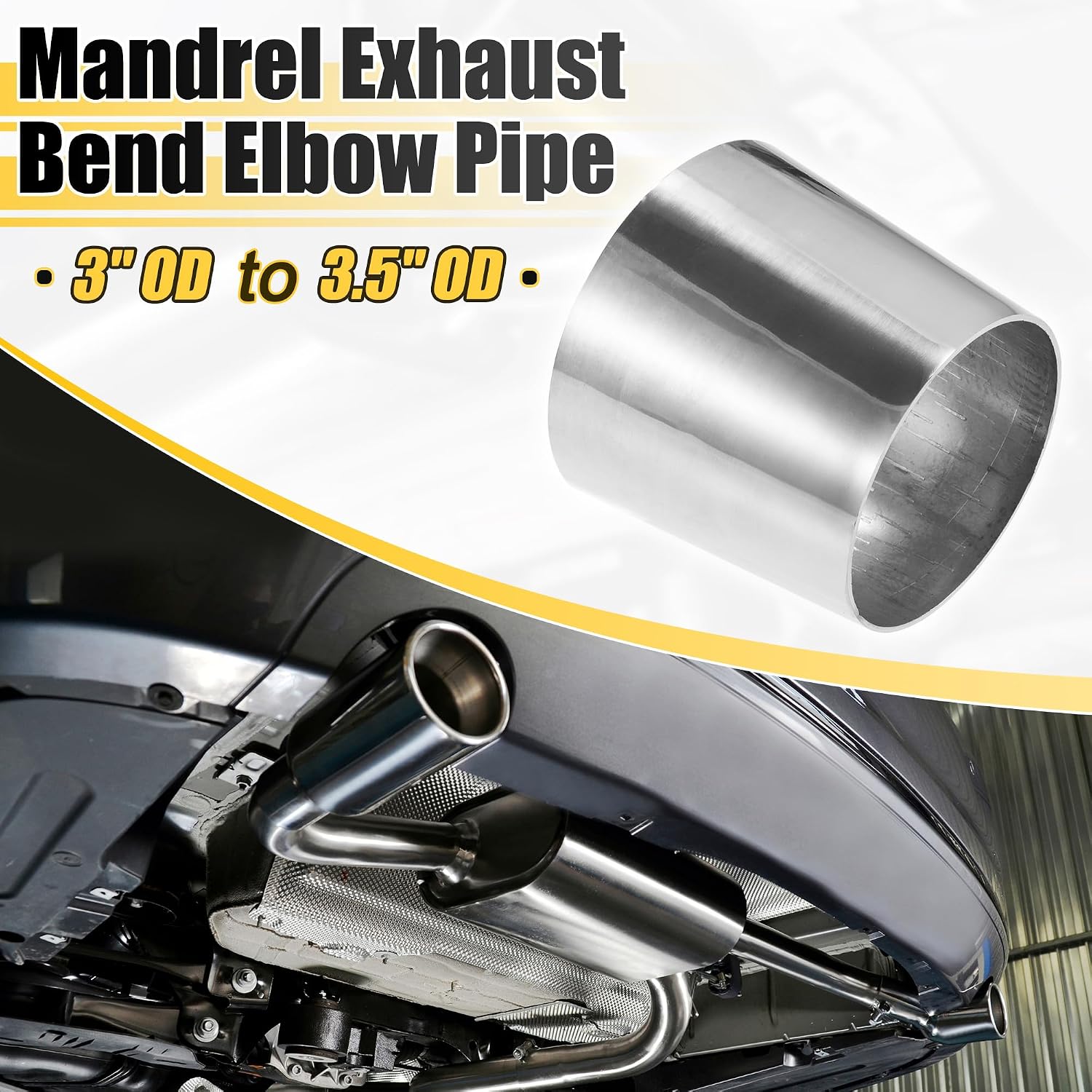 X AUTOHAUX Car Mandrel Exhaust Bend Elbow Pipe 304 Stainless Steel Concentric Reducer 3" OD to 3.5" OD 2pcs