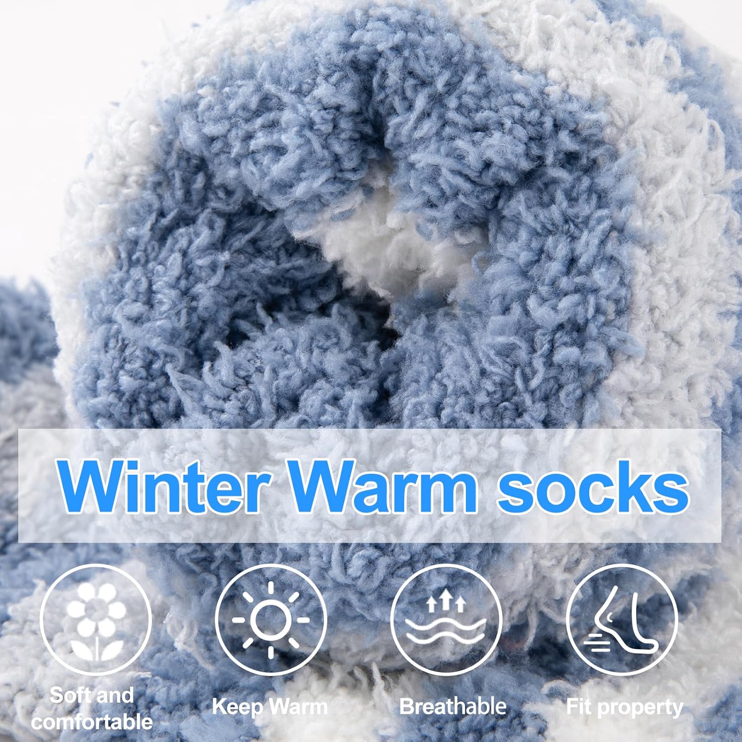 COOVAN Mens Fuzzy Socks Soft Cozy Slipper Fluffy Winter Warm Fleece Socks for Men Plush Sleeping 5 Pairs - Image 6