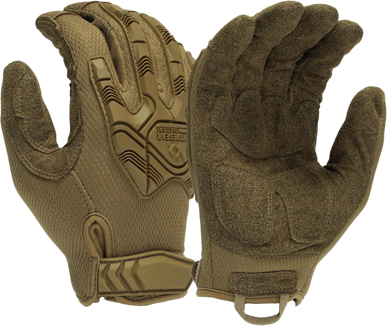 Venture Gear Tactical Heavy Duty Impact TPR Adjustable Operator Gloves Touchscreen Coyote Brown Medium