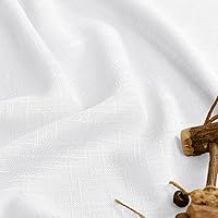Vista 3 de DWCN Cortinas transparentes de lino sintético blanco, con bolsillo para barra, cortinas de gasa semi texturizada, para dormitorio, sala de estar