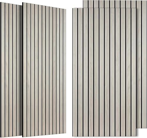 Paquete de 4 paneles acústicos grandes de 47.2 x 23.6 pulgadas, panel acústico decorativo, panel a prueba de sonido con acabado de grano de madera