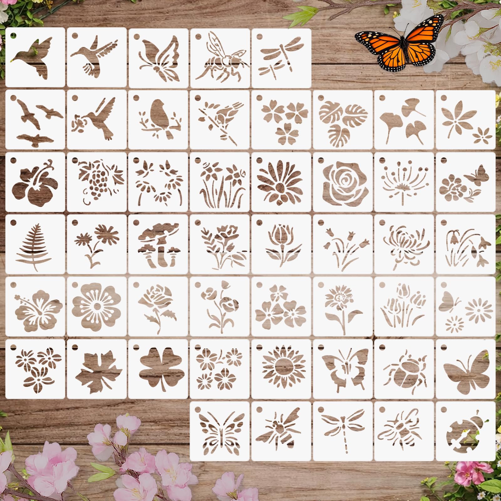Plantillas de flores para pintar sin manchas en tarjetas y manualidades