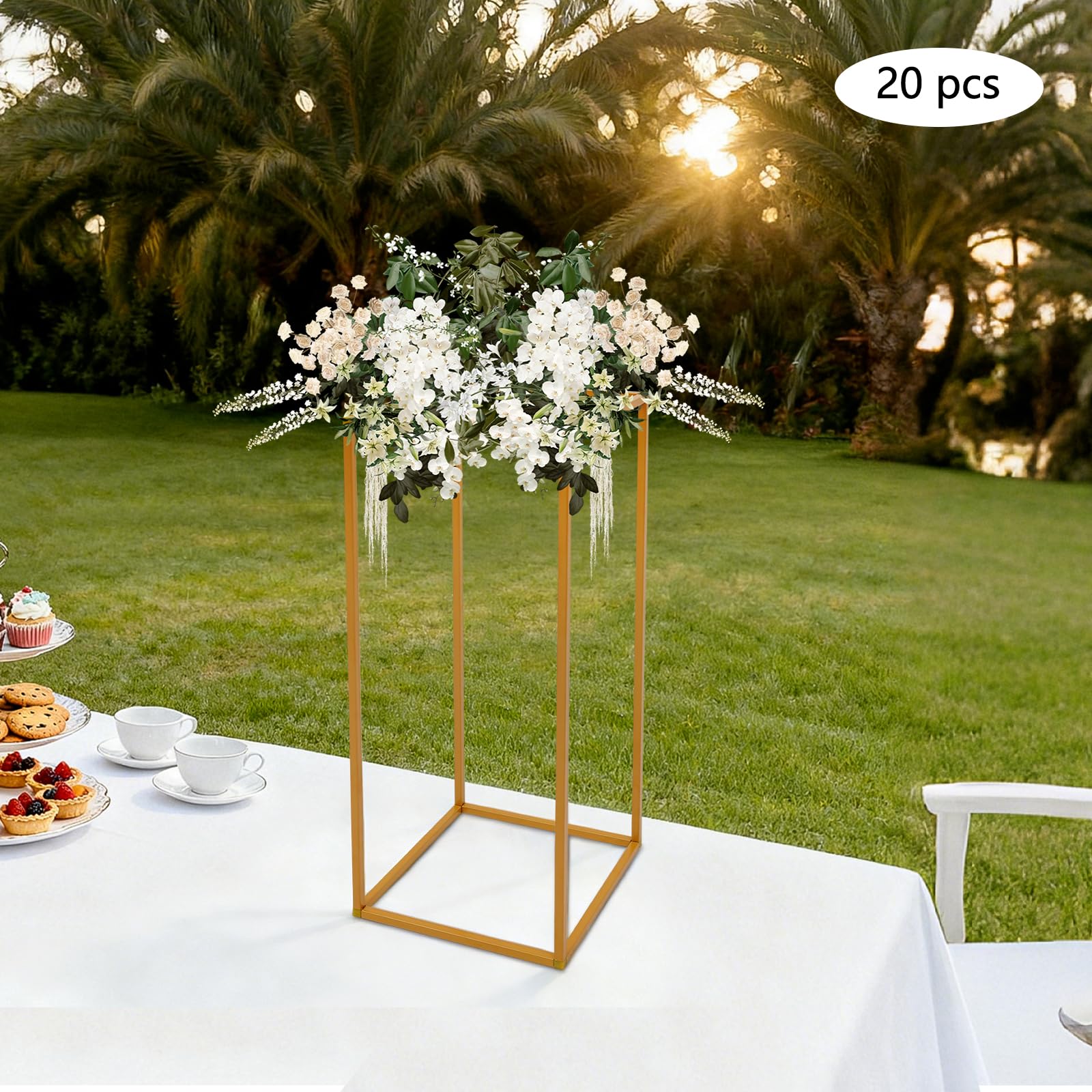 Blumenständer Gold 20 Stück Hochzeitsdekoration Tischdekoration | 20 Stück goldene Blumenständer – Robuste Eisenkonstruktion für Hochzeiten und Feiern