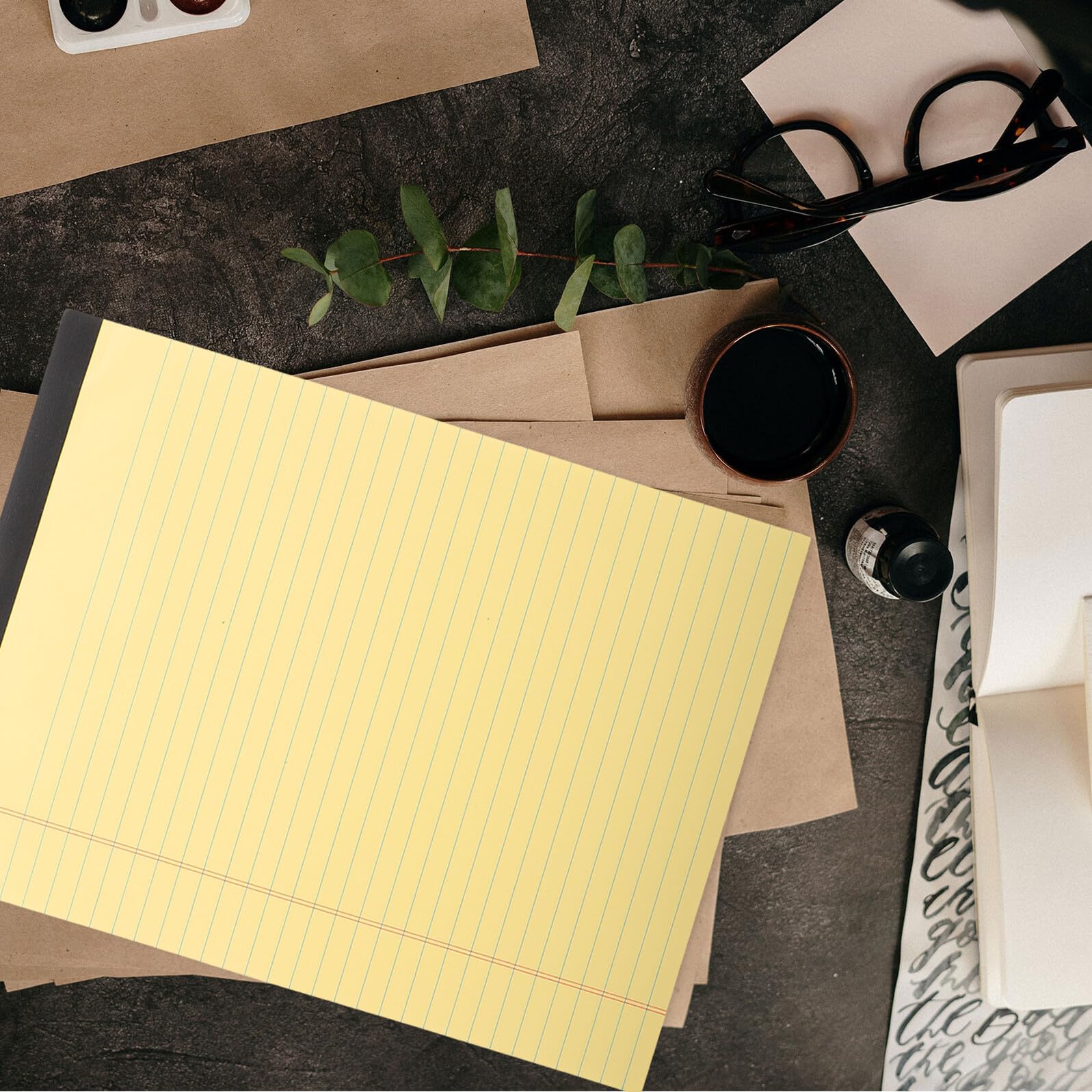 Blocco Note Giallo A4 con Pagine e Sezionate, Confezione 6 Pezzi, e Quotidiano, Carta di Polpa di Legno