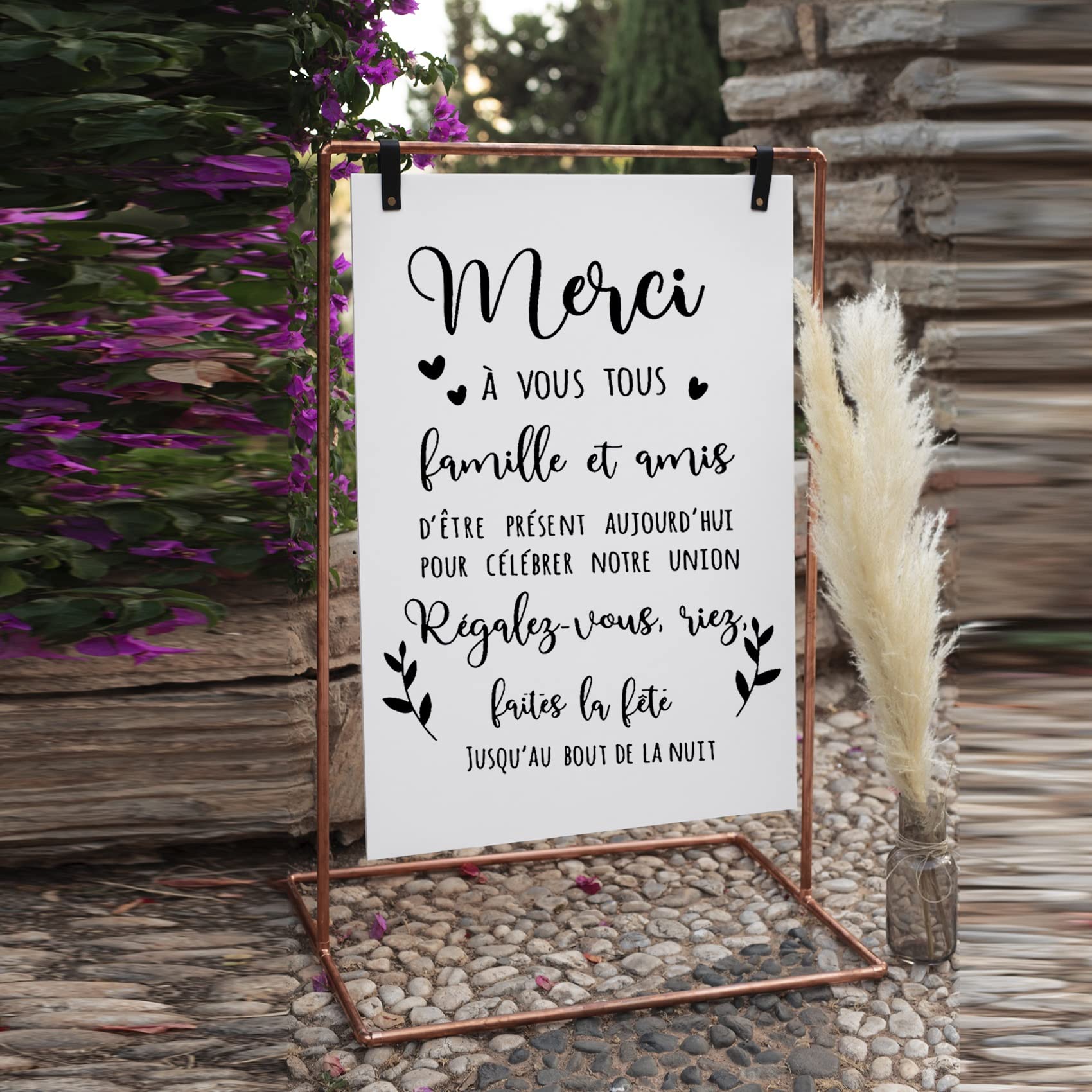 Autocollant Mural Personnalisé "Bienvenue Mariage" - Vinyle PVC, Diverses Tailles (30x17 Cm à 98x57 Cm), Décoration De Mariage