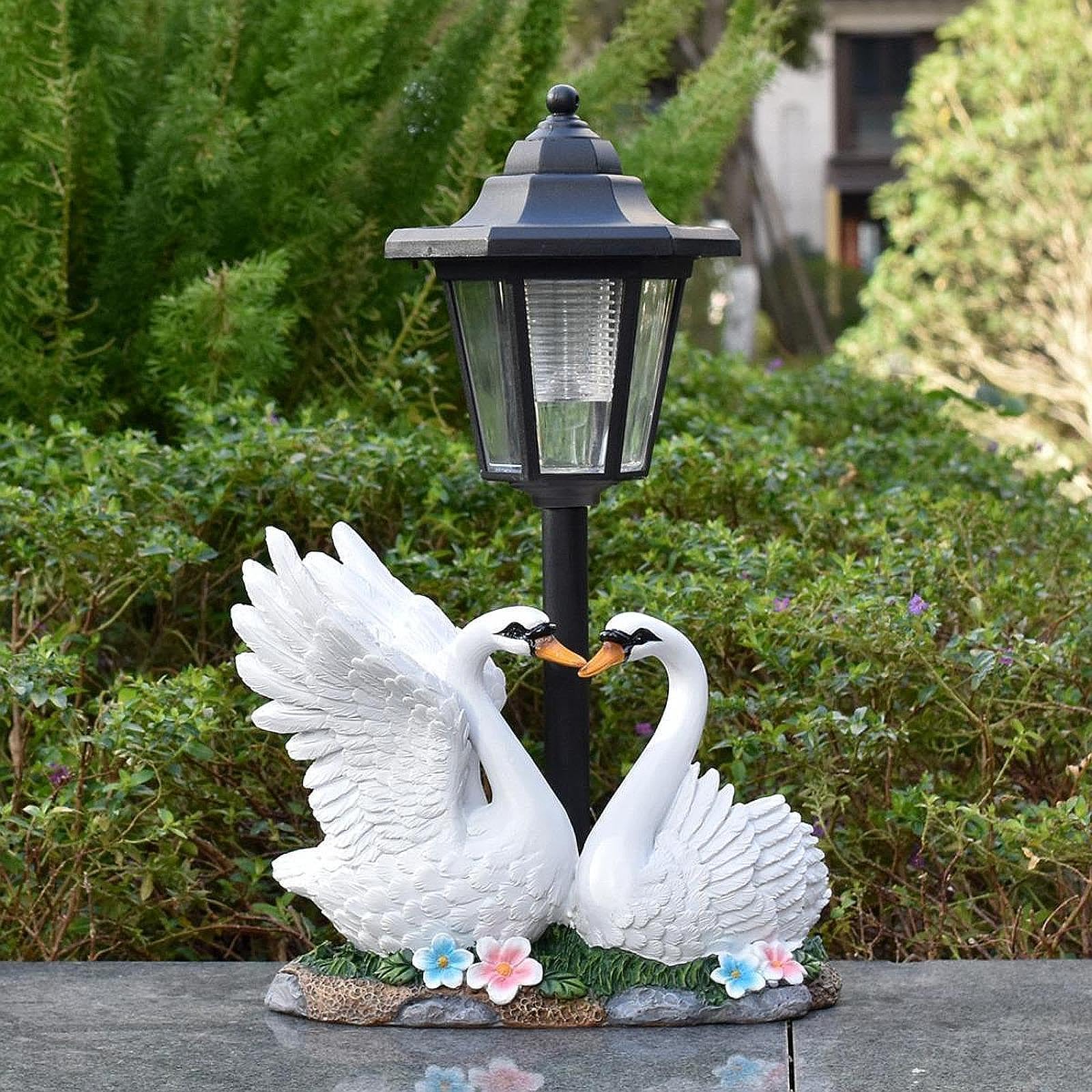 Estatua de Cisne para jardín con luz Solar para Exteriores, decoración Elegante, Regalo, lámpara de Paisaje, Adorno para Patio Exterior