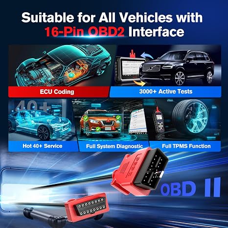Autel OBD 2 Extension Cable, Ultra-Long 10ft 3M, 16 Pin OBD II OBD2 Car Male to Female Extension Cord, OBD2 Diagnostic Extender Adapter, for All OBDII Vehicles