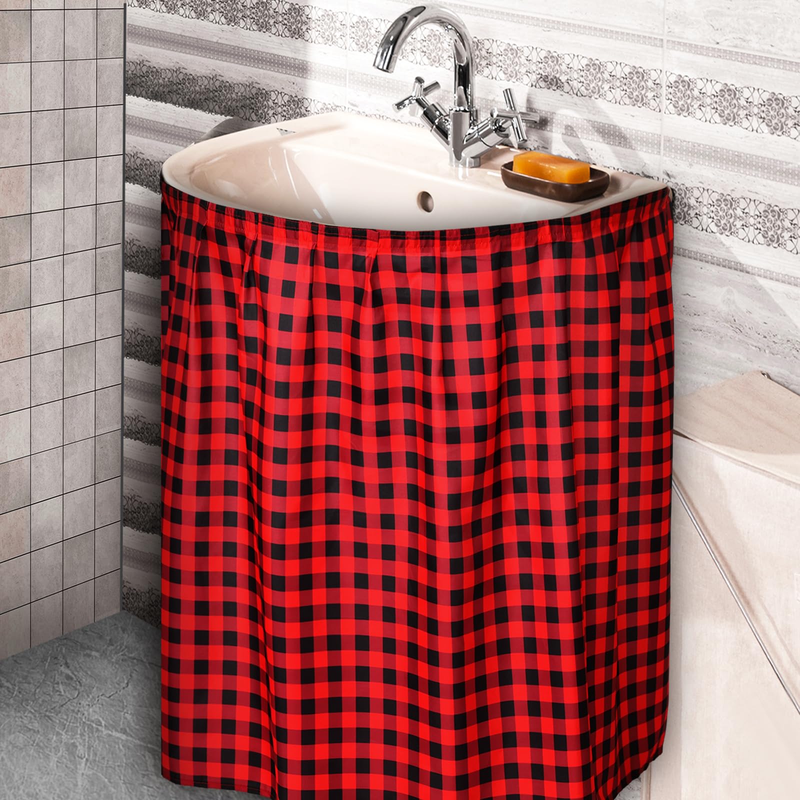 Elegant Red Bathroom Sink Skirt for Modern Sinks