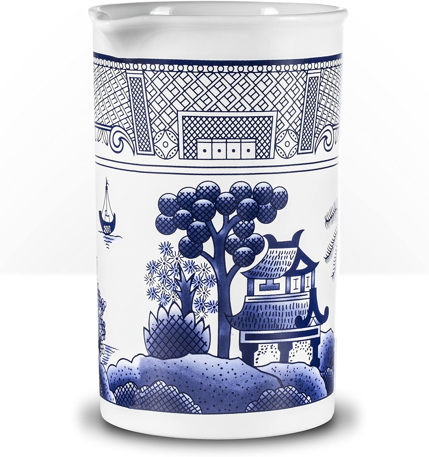 Piña Barware Seamless Professional Porcelain Mixing Glass – 600mL / 20oz (Traditional Blue Willow Pattern, 1) - Thumbnail 2