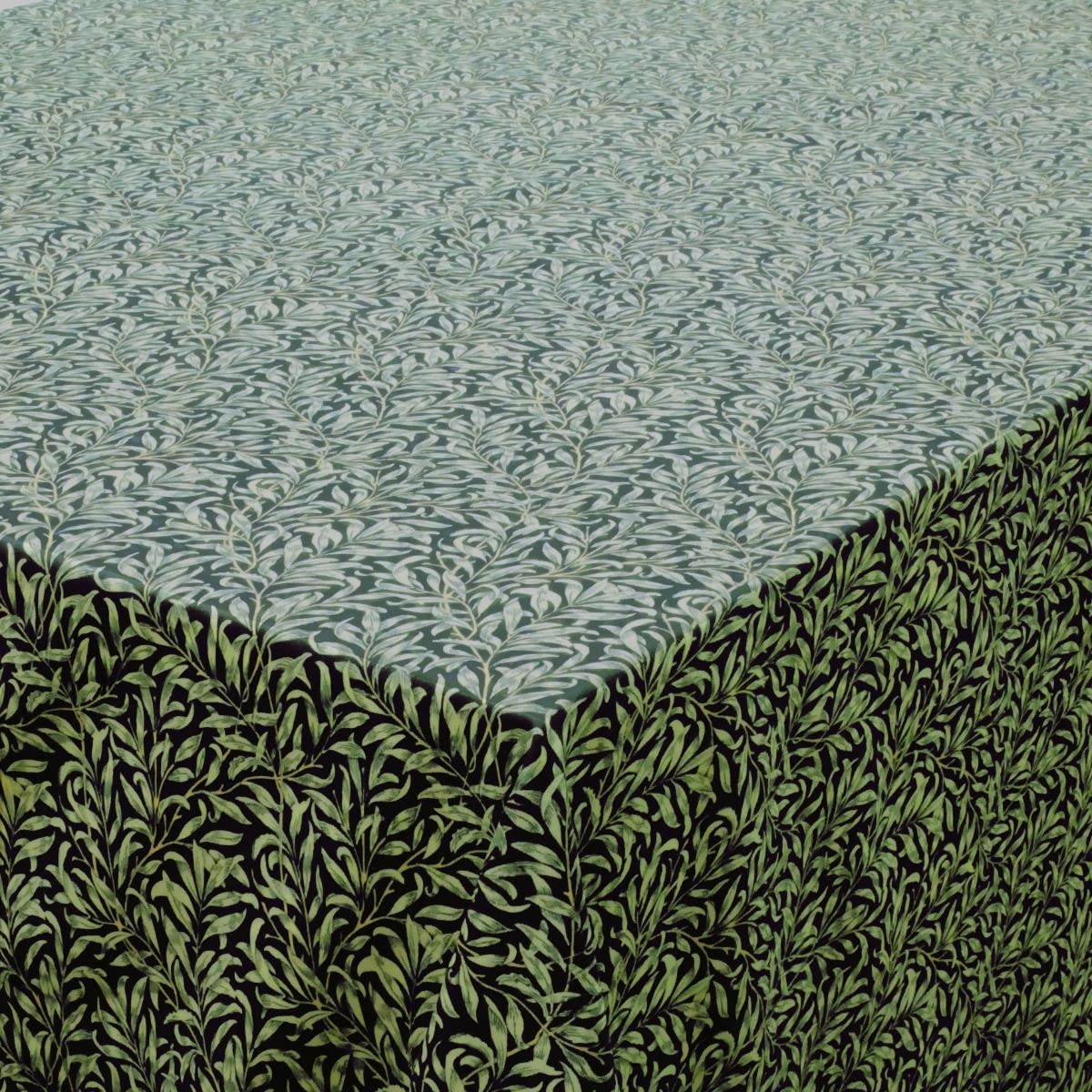Jolee Fabrics William Morris Cotton Fabric Tablecloth | Rectangle Table Cloth 135cm x 300cm | Patterned Floral Table Cover For Dining, Kitchen & Coffee Tables (Willow Bough Black)